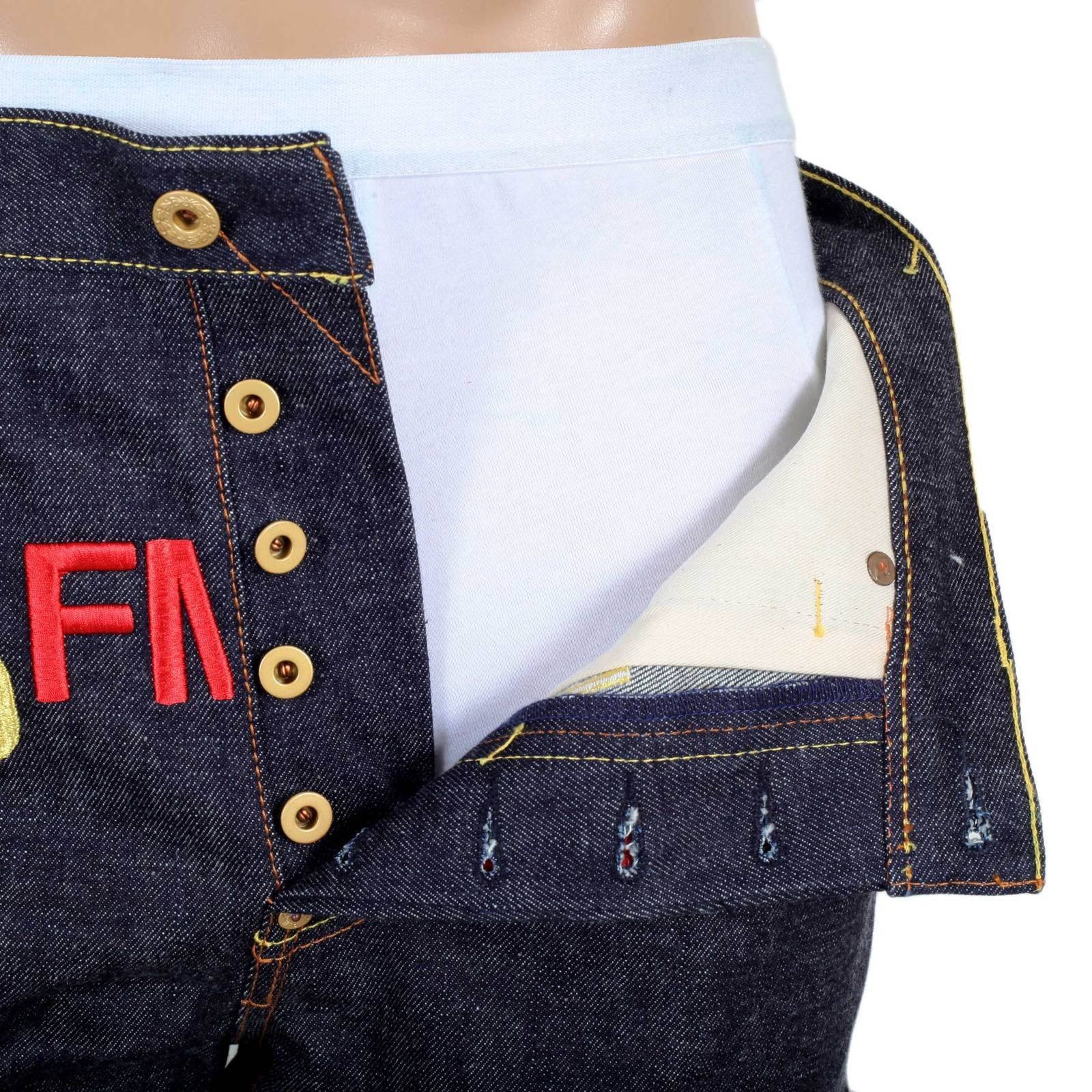 RMC GOLD EMBROIDERED 4A FM UNION VERSION 2 INDIGO RAW MODEL 1001 SLIM SELVEDGE MENS DENIM JEANS RMC1923
