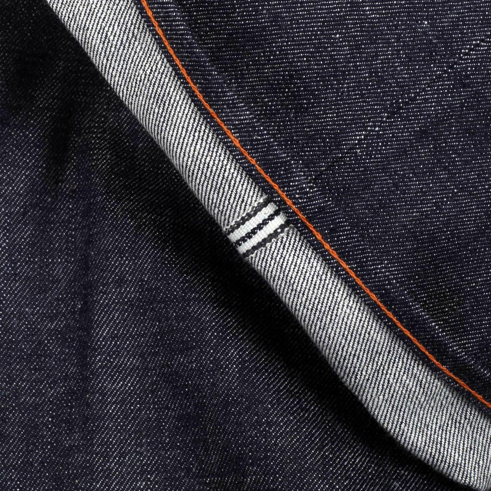 RMC MARTIN KSOHOH MENS INDIGO JAPANESE SELVEDGE RAW DENIM JEANS WITH CUT OUT 4A BAND OF GOLD EMBROIDERY RMC1929