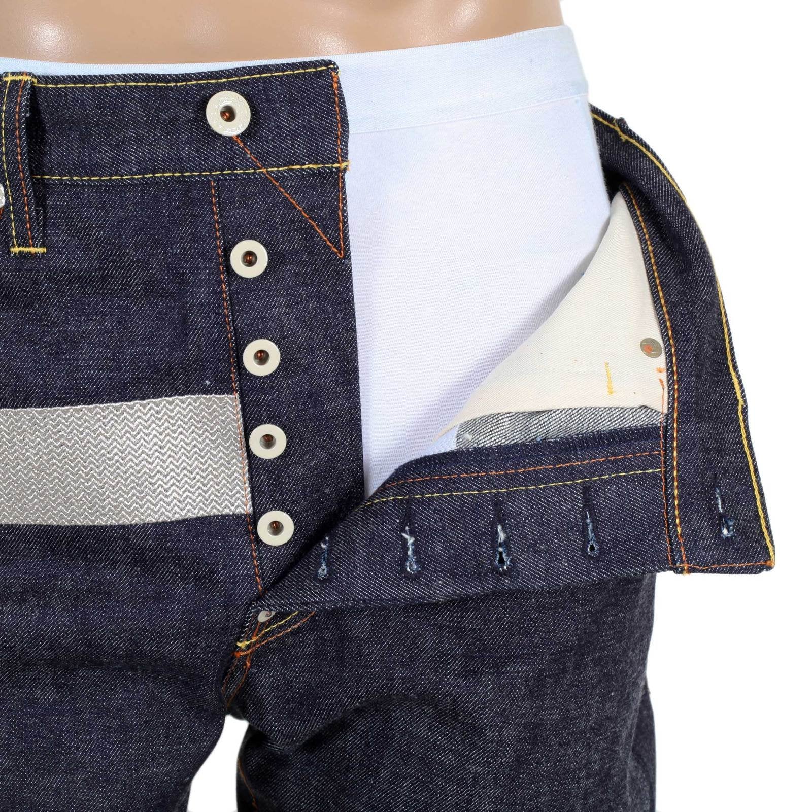 RMC JEANS MENS JAPANESE 1001 MODEL SELVEDGE DENIM JEANS WITH SILVER 4A BAND EMBROIDERED RMC1930