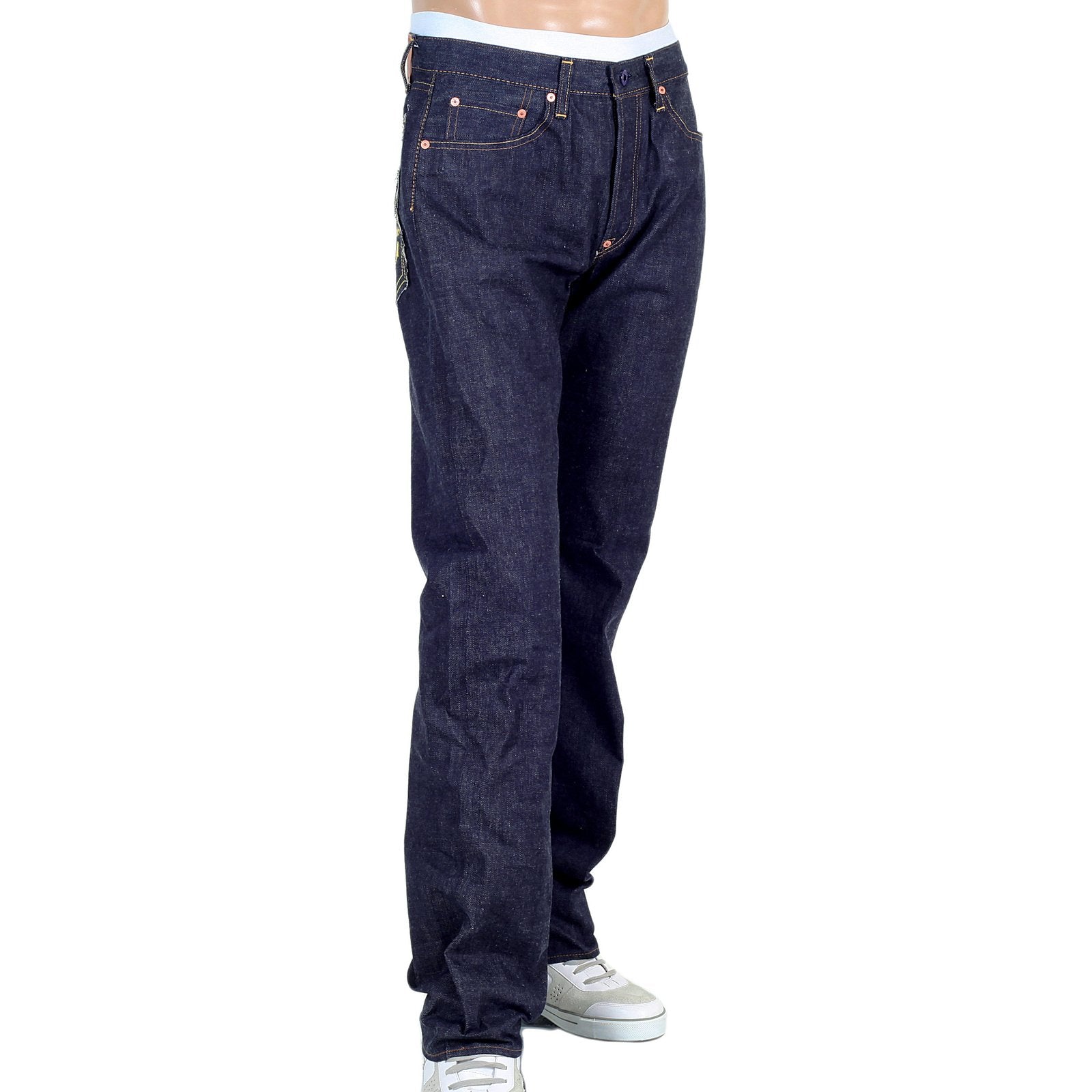 RMC INDIGO RAW SELVEDGE 1001 SLIM CUT GOLD EMBROIDERED 4A FM UNION JEANS BY MARTIN KSOHOH RMC1933