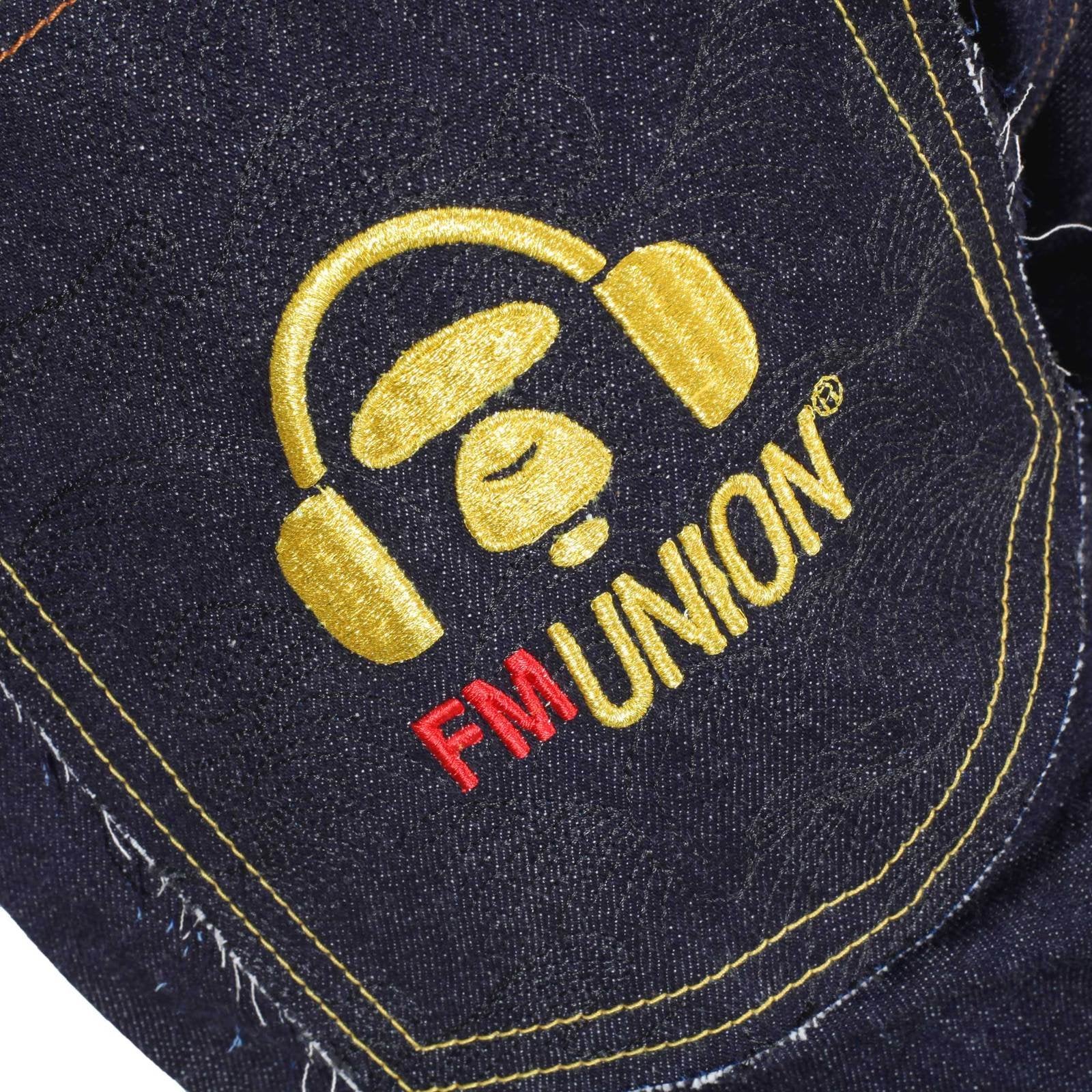 RMC INDIGO RAW SELVEDGE 1001 SLIM CUT GOLD EMBROIDERED 4A FM UNION JEANS BY MARTIN KSOHOH RMC1933