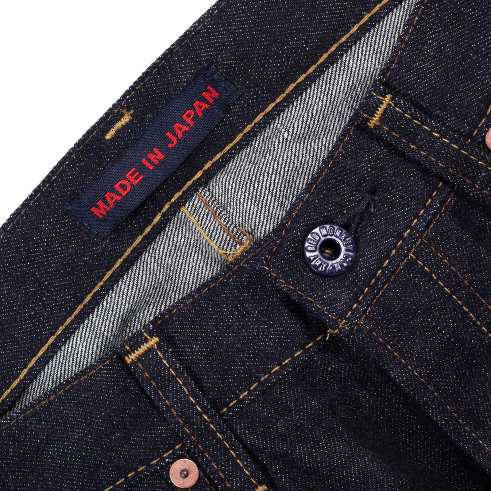 RMC INDIGO RAW SELVEDGE 1001 SLIM CUT GOLD EMBROIDERED 4A FM UNION JEANS BY MARTIN KSOHOH RMC1933