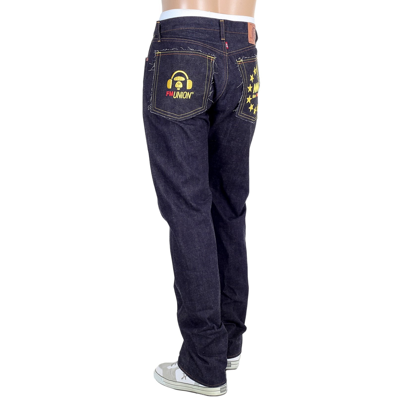 RMC INDIGO RAW SELVEDGE 1001 SLIM CUT GOLD EMBROIDERED 4A FM UNION JEANS BY MARTIN KSOHOH RMC1933