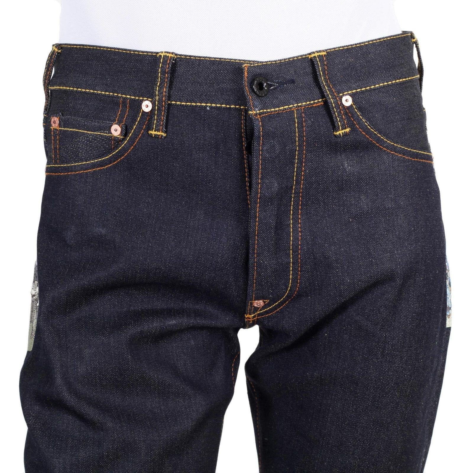 RMC JEANS DARK INDIGO LIMITED PRODUCTION TOYO STORY STAGE EMBROIDERED RAW VINTAGE SELVEDGE JEANS REDM9071A