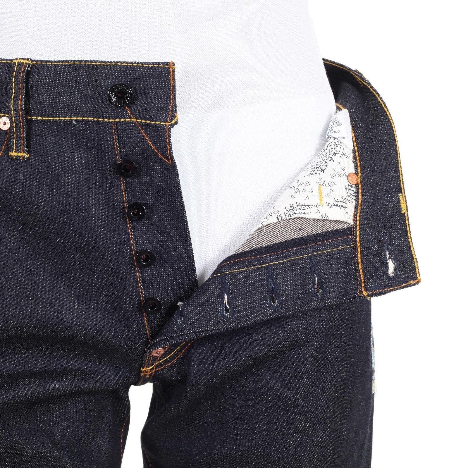 RMC JEANS DARK INDIGO LIMITED PRODUCTION TOYO STORY STAGE EMBROIDERED RAW VINTAGE SELVEDGE JEANS REDM9071A