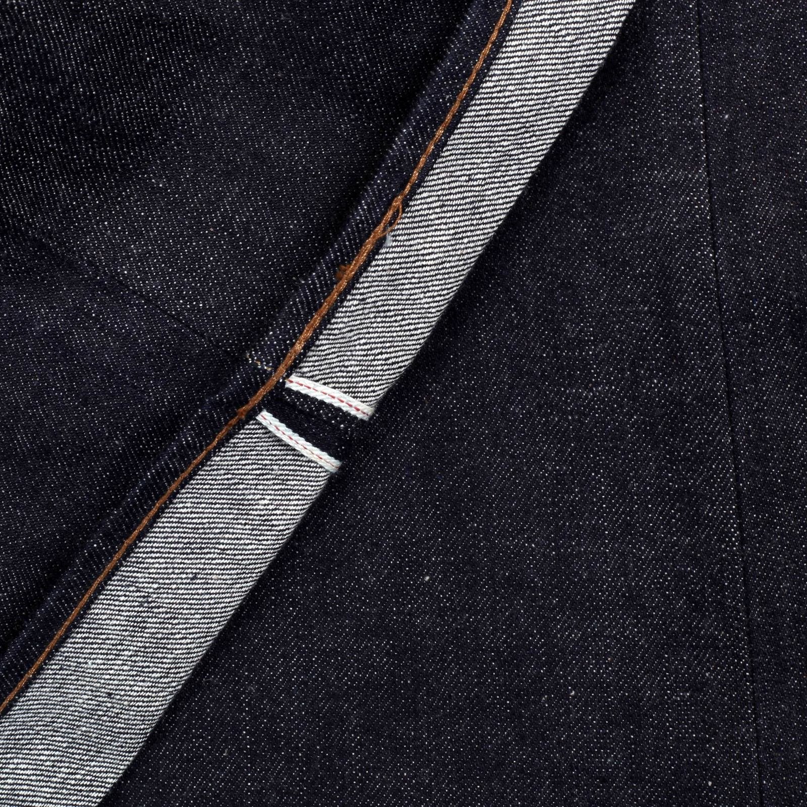 RMC MARTIN KSOHOH 4A FM UNION MODEL 1001 WHITE EMBROIDERED RAW SELVEDGE DENIM JEANS IN INDIGO RMC1938
