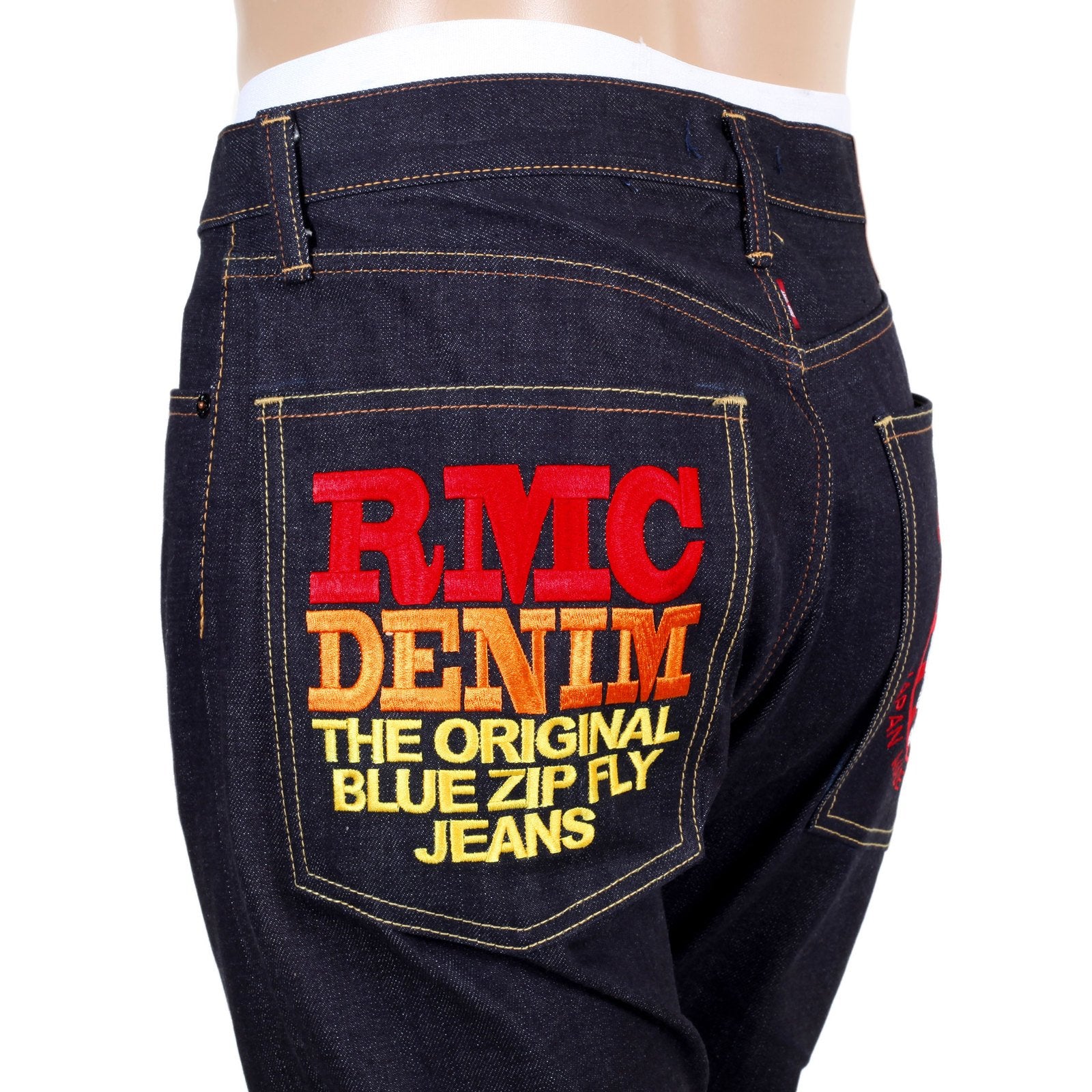 RMC INDIGO SLIM FIT MODEL 1011 JAPANESE ORJ MACHINE RAW SELVEDGE DENIM JEANS REDM4461