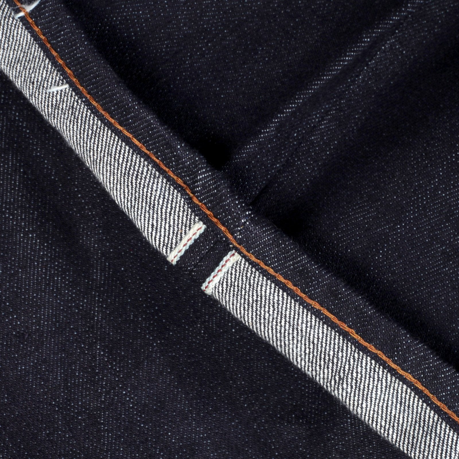RMC JEANS MODEL 1011 UNSANFORIZED RAW SELVEDGE DENIM JEANS IN INDIGO WITH MARUDA FUJIN RAIJIN EMBROIDERY REDM4460