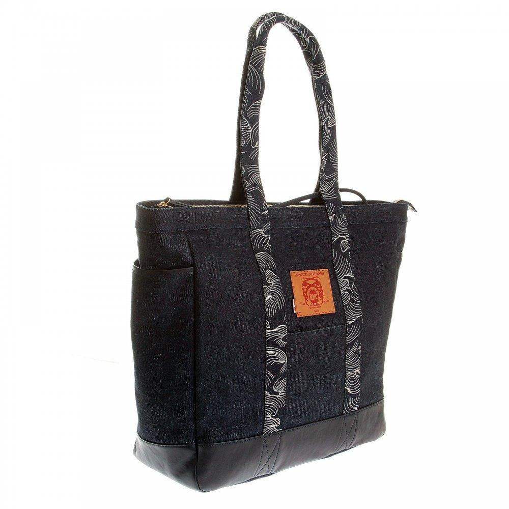 RMC JEANS FULLY LINED UNISEX DENIM WITH LEATHER SHOPPER BAG REDM5524