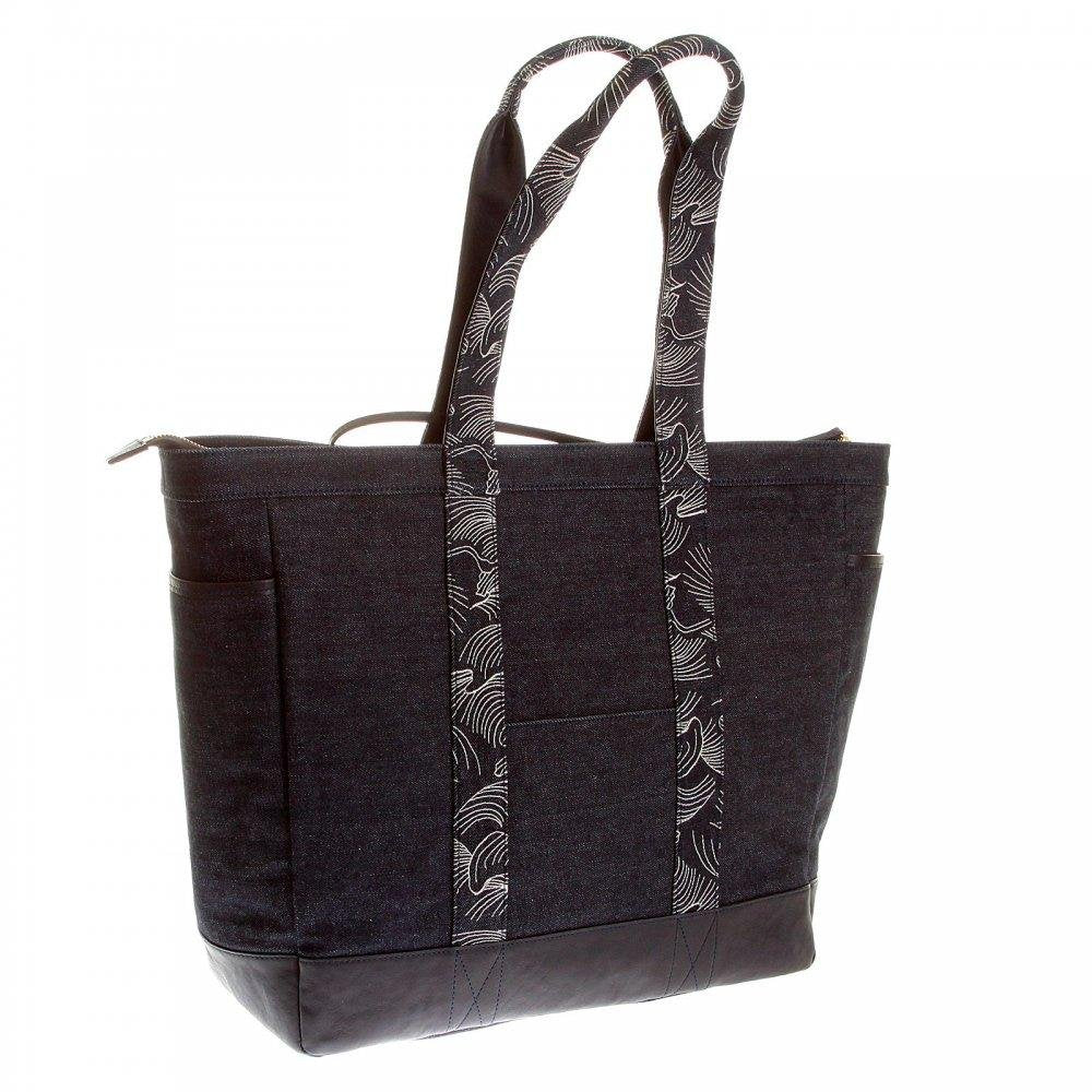 RMC JEANS FULLY LINED UNISEX DENIM WITH LEATHER SHOPPER BAG REDM5524