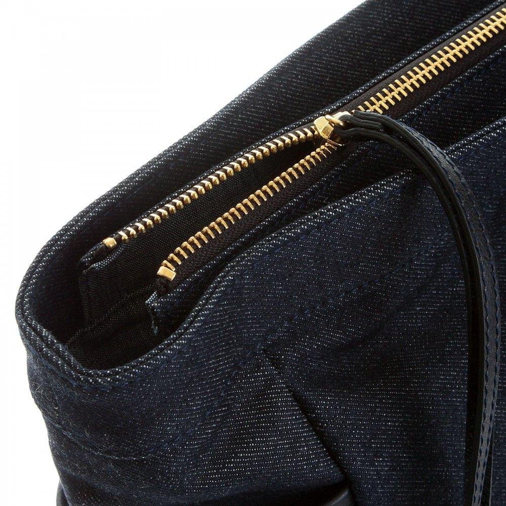 RMC JEANS FULLY LINED UNISEX DENIM WITH LEATHER SHOPPER BAG REDM5524