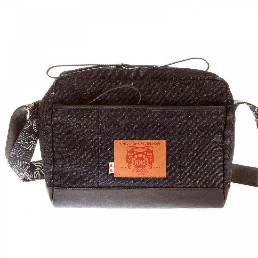 RMC JEANS UNISEX FULLY LINED DENIM DESPATCH BAG WITH LEATHER BASE REDM5527
