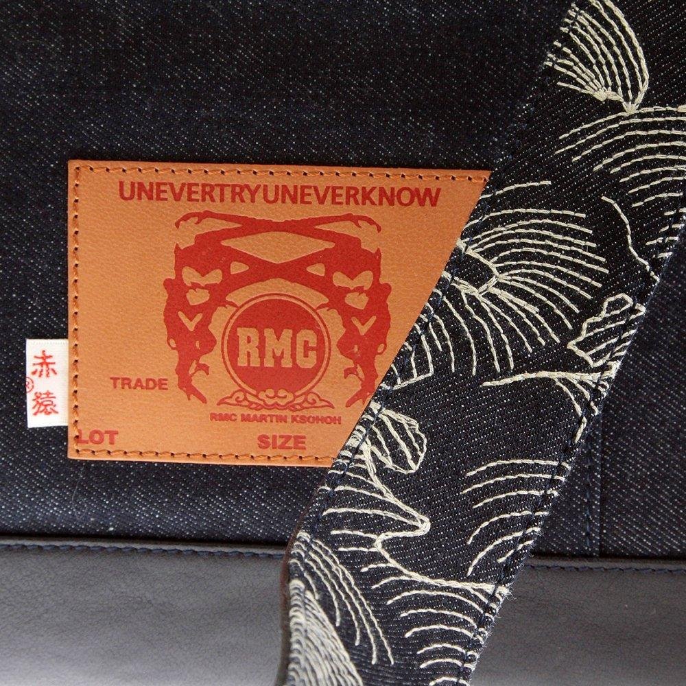 RMC JEANS UNISEX FULLY LINED DENIM DESPATCH BAG WITH LEATHER BASE REDM5527