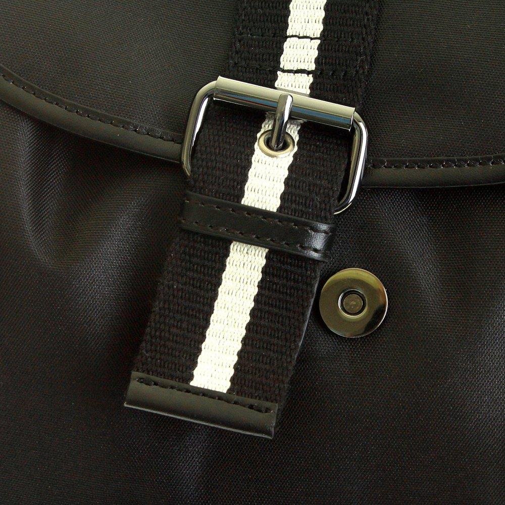 RMC JEANS NYLON UNISEX FULLY LINED BLACK BACKPACK WITH LEATHER TRIM AND BASE REDM5532