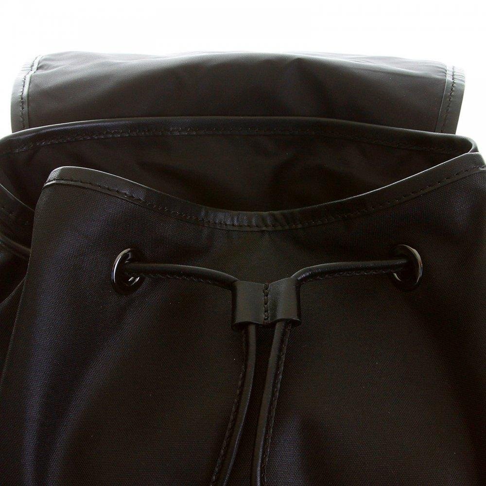 RMC JEANS NYLON UNISEX FULLY LINED BLACK BACKPACK WITH LEATHER TRIM AND BASE REDM5532