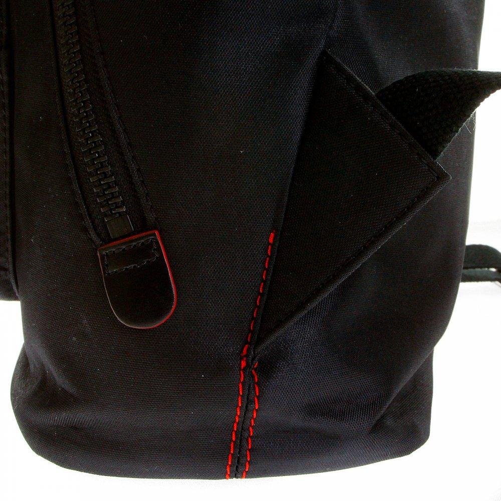 RMC JEANS NYLON UNISEX FULLY LINED BLACK BACKPACK WITH LEATHER TRIM AND BASE REDM5532