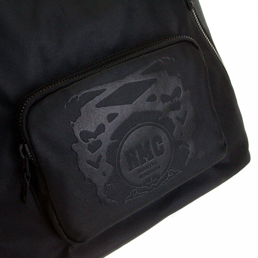 RMC JEANS NYLON UNISEX FULLY LINED BLACK BACKPACK WITH LEATHER TRIM AND BASE REDM5532