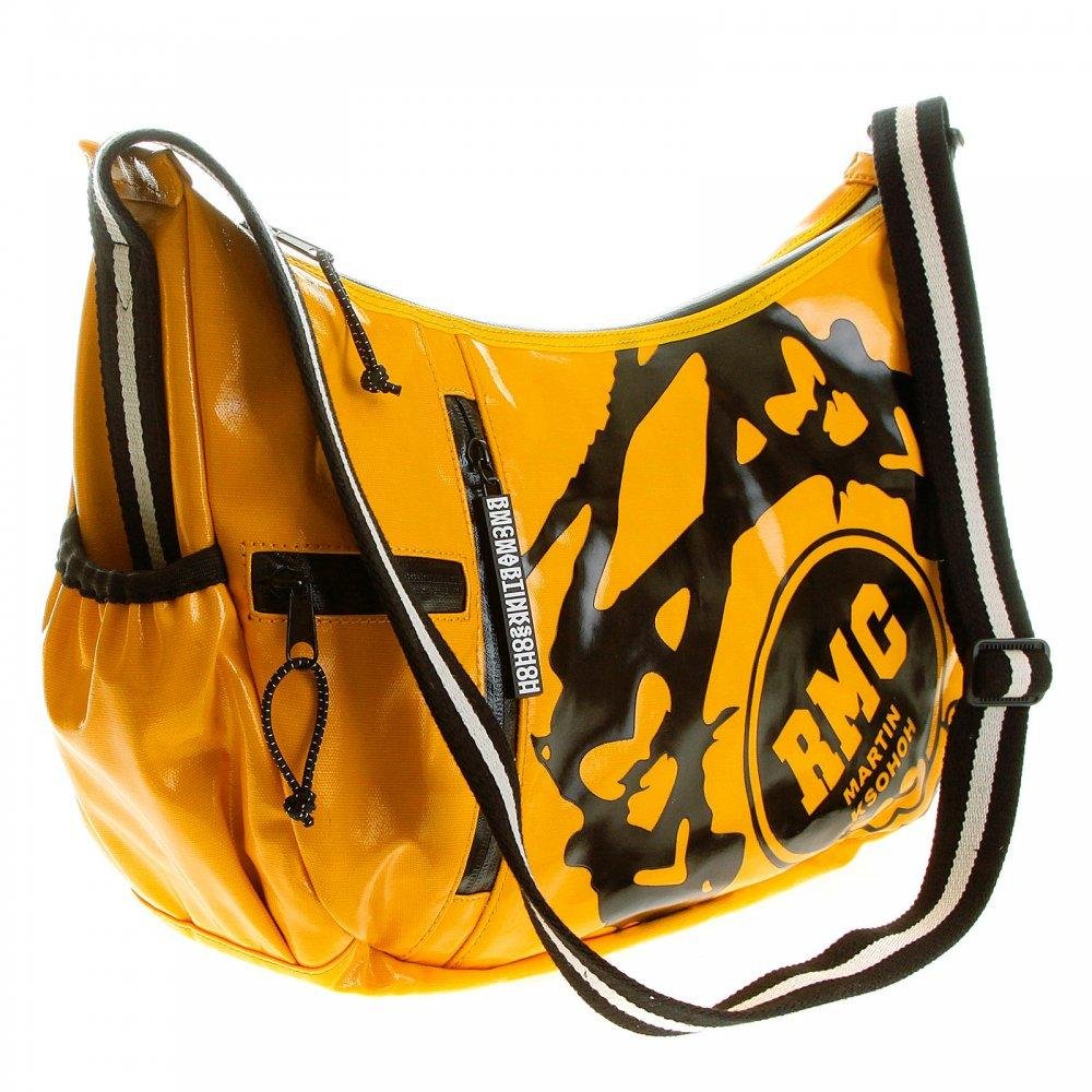 RMC JEANS UNISEX AMBER LAMINATED CANVAS CYCLIST FASHION SHOULDER BAG FOR MEN REDM5572