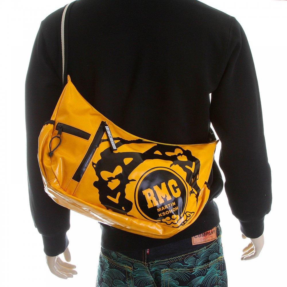 RMC JEANS UNISEX AMBER LAMINATED CANVAS CYCLIST FASHION SHOULDER BAG FOR MEN REDM5572