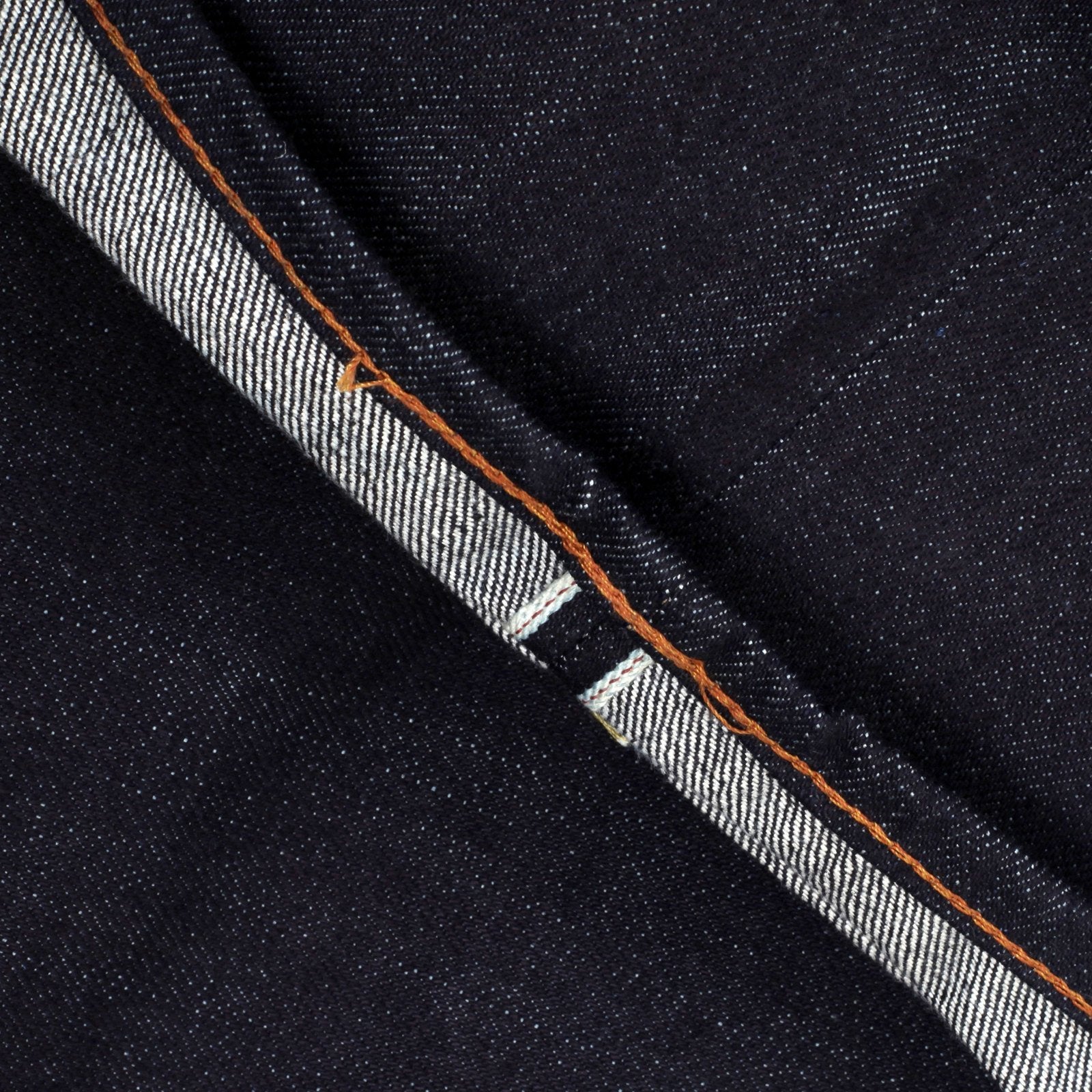 RMC INDIGO 1011 MODEL RAW SELVEDGE SLIM FIT JEANS WITH SENGOKU WHITE EMBROIDERED AND PAINTED POCKETS REDM4455