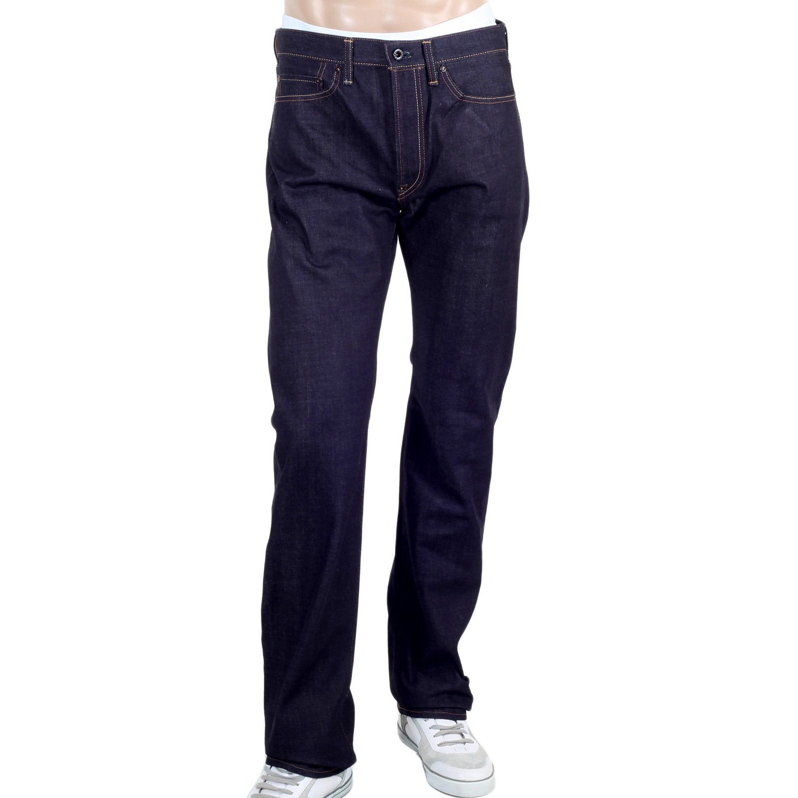 RMC MENS YELLOW SENGOKU PAINTED AND EMBROIDERED 1011 SLIMMER MODEL RQP14123 SELVEDGE DENIM JEANS REDM4453