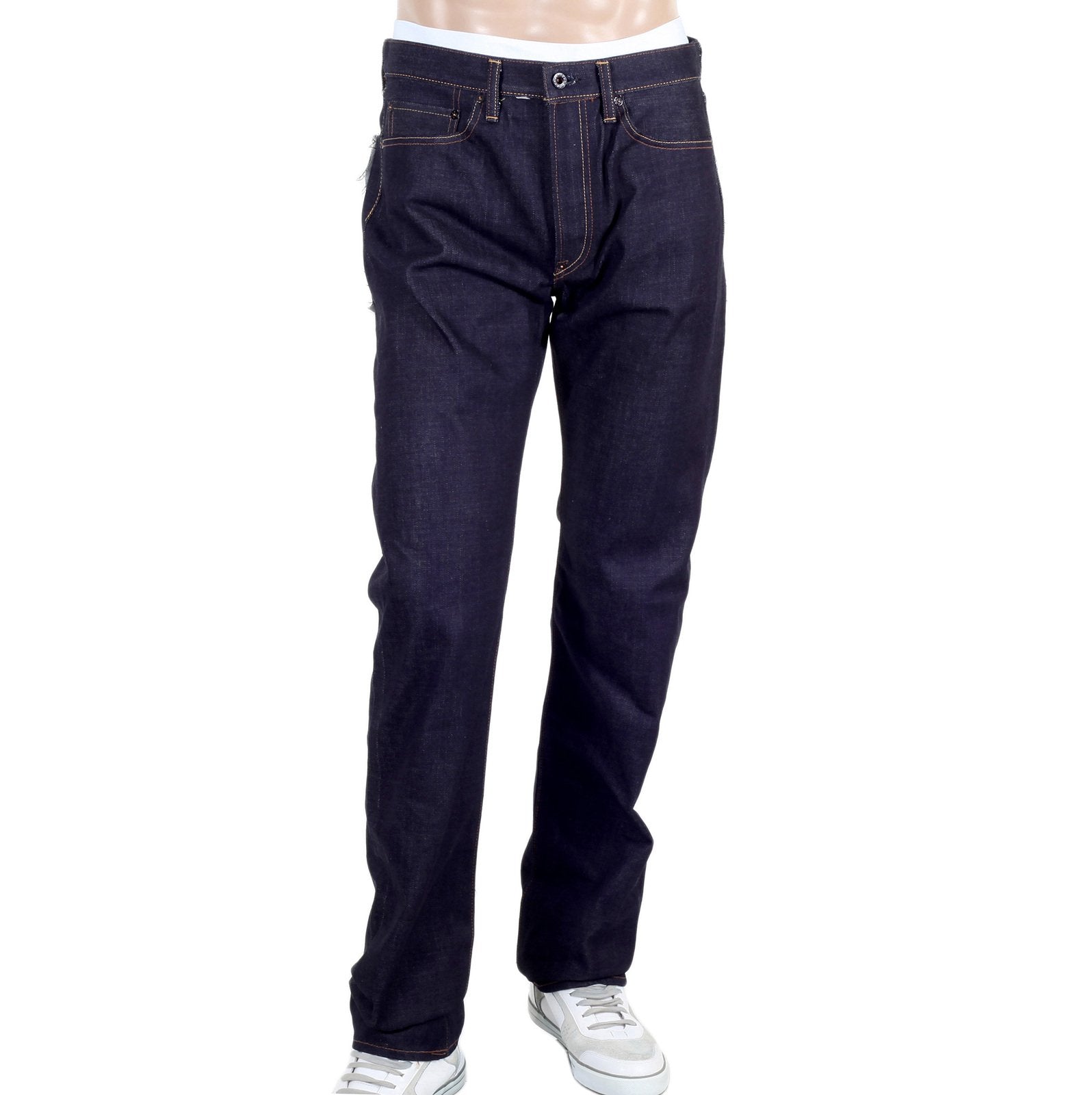 RMC MARTIN KSOHOH INDIGO RAW SELVEDGE DENIM JEANS WITH DRAGON AND TSUNAMI WAVE EMBROIDERY REDM4456