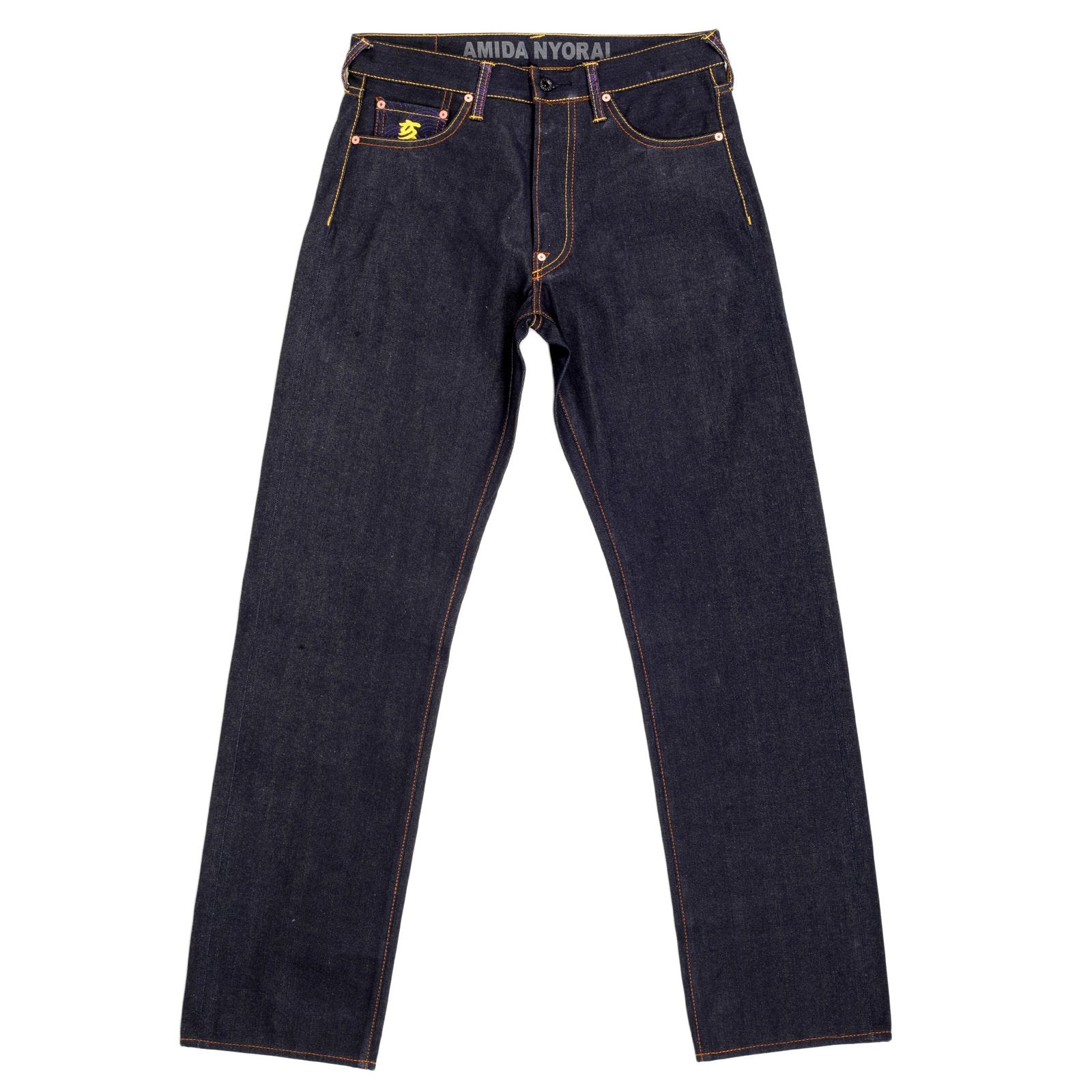 RMC MARTIN KSOHOH GENUINE RAW SELVEDGE DARK INDIGO DENIM JEANS WITH EXCLUSIVE ORIENTAL LION EMBROIDERY REDM0060