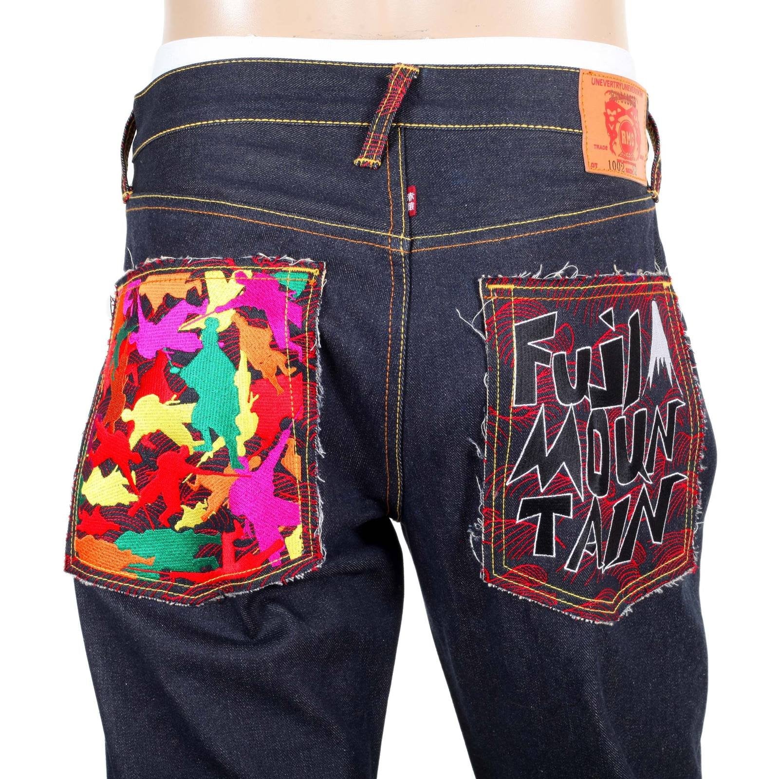 RMC MARTIN KSOHOH GENUINE RAW SELVEDGE DARK INDIGO DENIM JEANS WITH EXCLUSIVE FUJI MOUNTAIN EMBROIDERY REDM0063