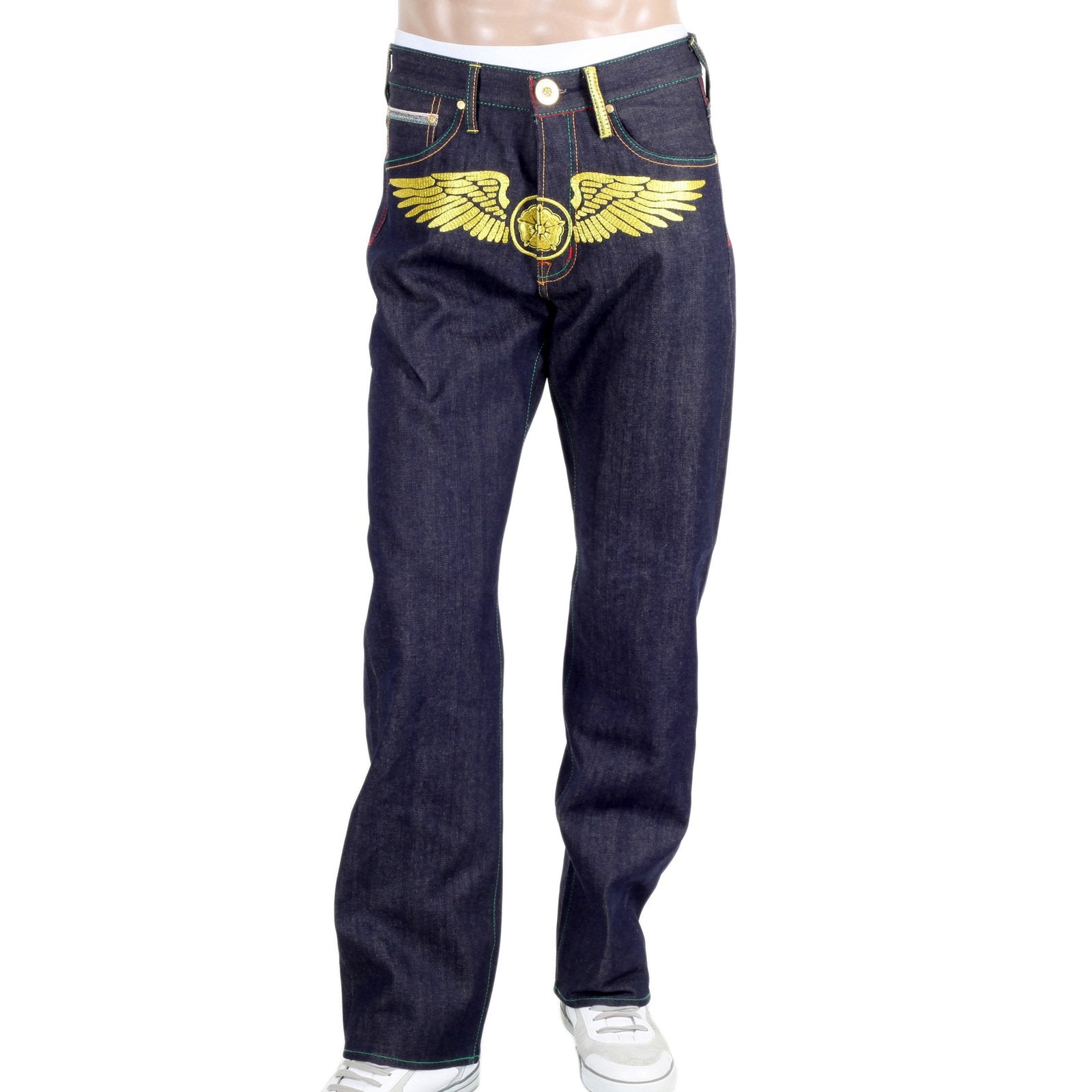 YOROPIKO SUPER EXCLUSIVE SELVEDGE GOLD EMBROIDERED DENIM JEANS FOR MEN YORO0656