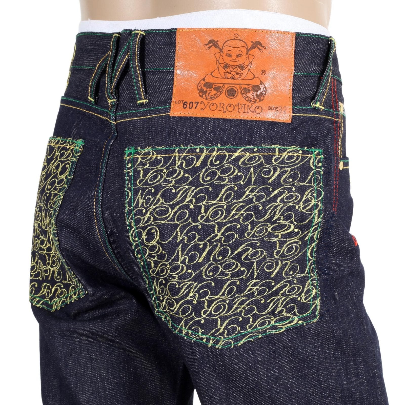 YOROPIKO SUPER EXCLUSIVE SELVEDGE GOLD EMBROIDERED DENIM JEANS FOR MEN YORO0656