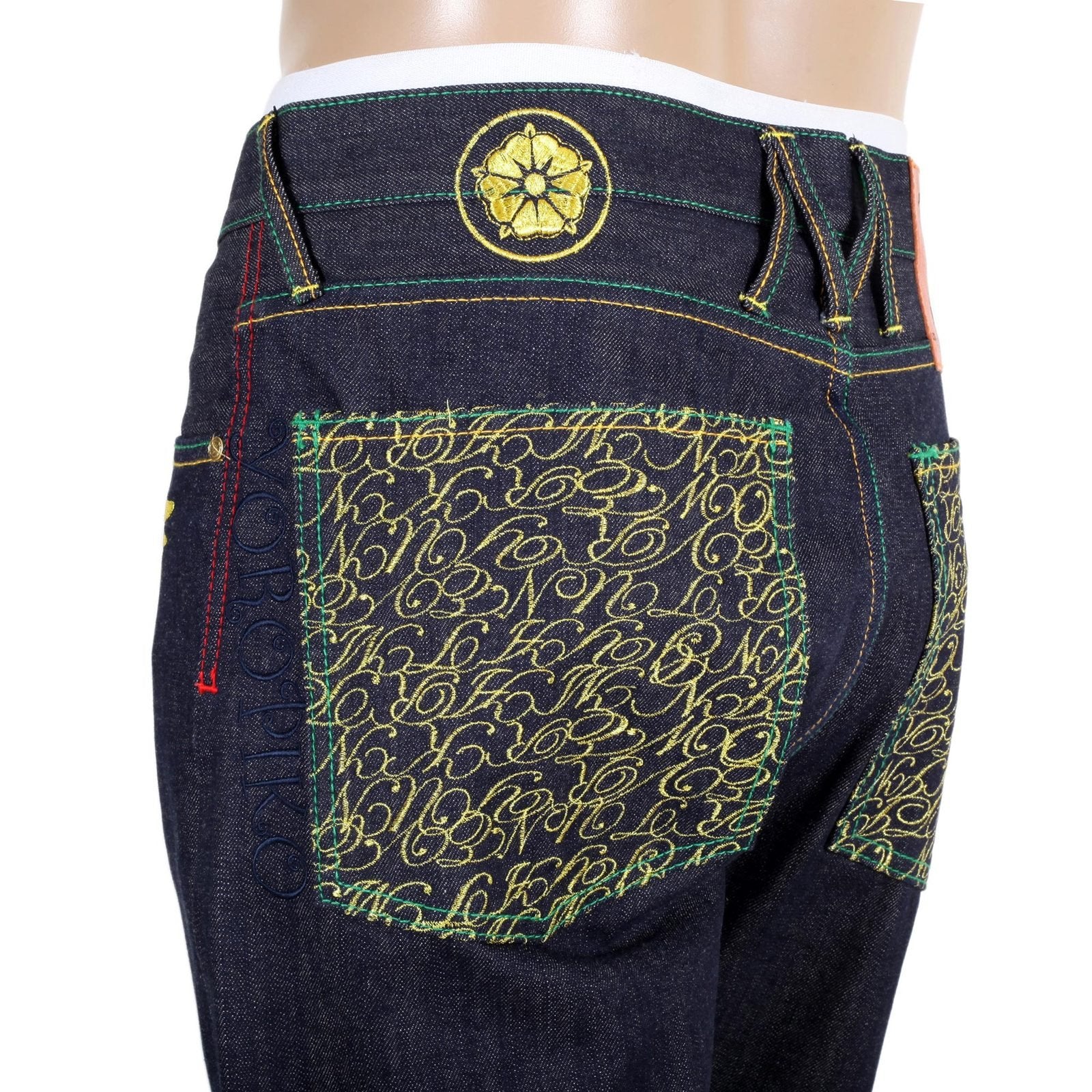 YOROPIKO SUPER EXCLUSIVE SELVEDGE GOLD EMBROIDERED DENIM JEANS FOR MEN YORO0656