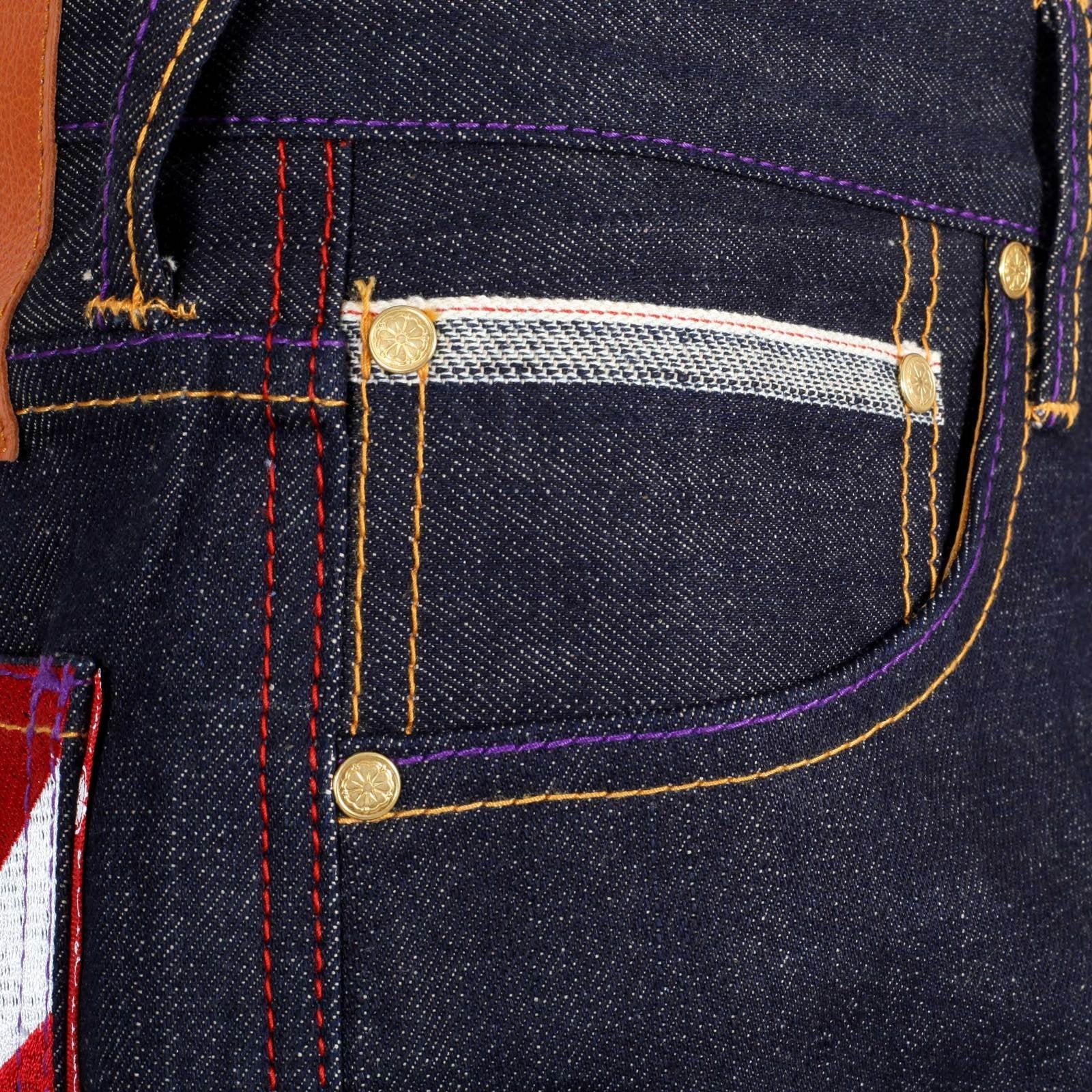 YOROPIKO EXCLUSIVE DARK INDIGO TAIKO FLAG RAW SELVEDGE DENIM JEANS BY MYM FOR MEN YORO0663