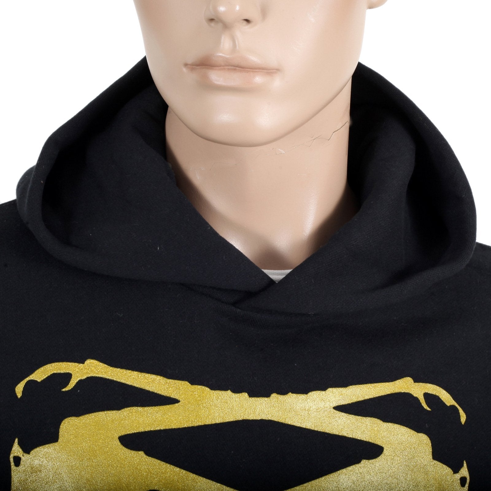 RMC MARTIN KSOHOH LONG SLEEVE KANGAROO STYLE POCKET REGULAR FIT BLACK HOODIE WITH GOLD LOGO PRINT REDM0705