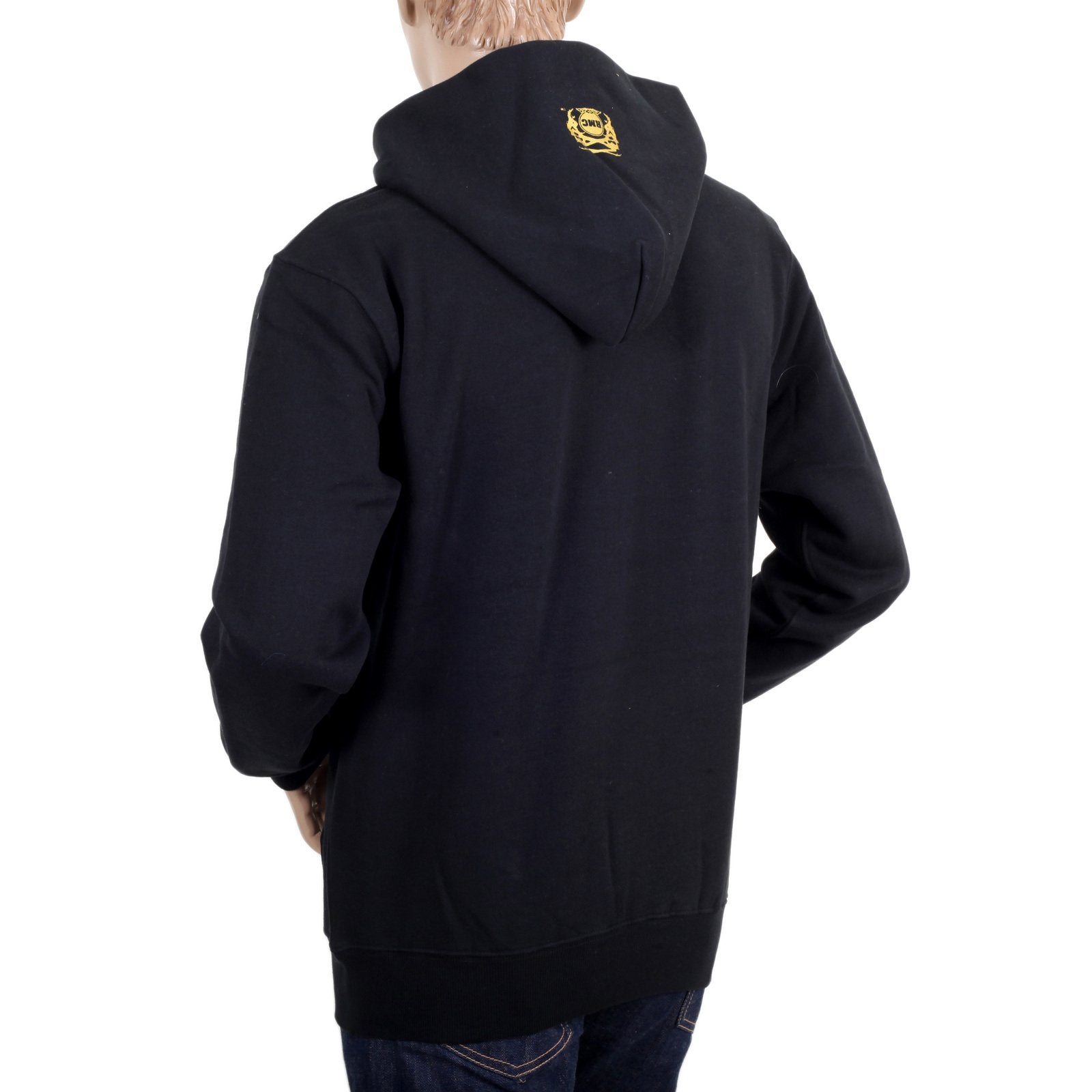 RMC MARTIN KSOHOH LONG SLEEVE KANGAROO STYLE POCKET REGULAR FIT BLACK HOODIE WITH GOLD LOGO PRINT REDM0705