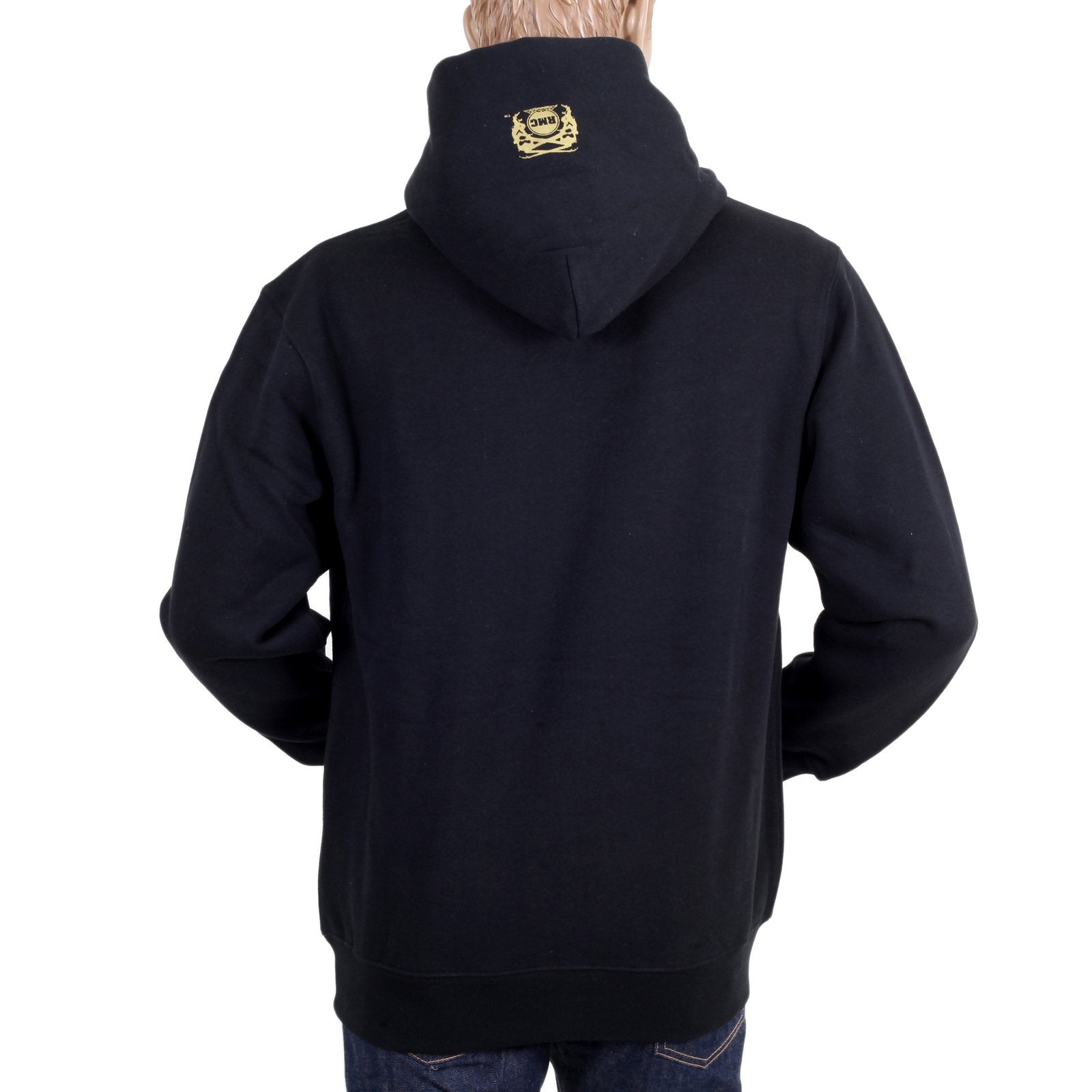 RMC MARTIN KSOHOH BLACK LONG SLEEVE REGULAR FIT PRINTED SILVER LOGO HOODIE WITH KANGAROO STYLE POCKET REDM0711