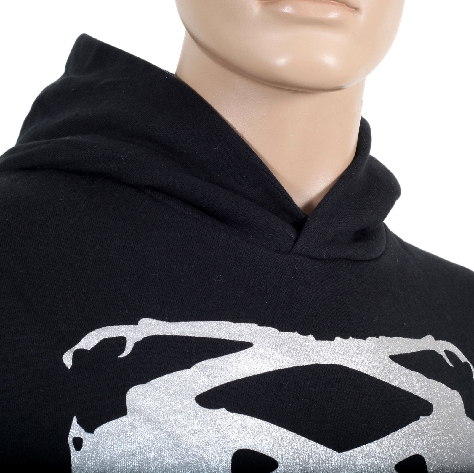 RMC MARTIN KSOHOH BLACK LONG SLEEVE REGULAR FIT PRINTED SILVER LOGO HOODIE WITH KANGAROO STYLE POCKET REDM0711