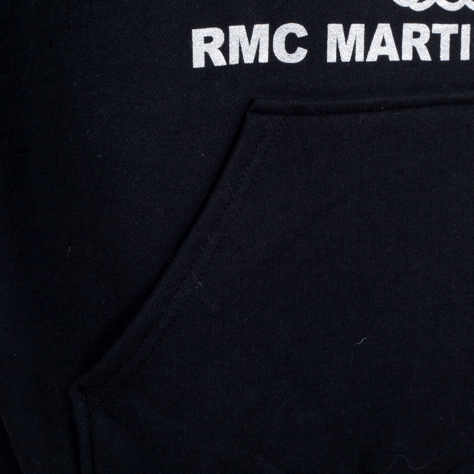 RMC MARTIN KSOHOH BLACK LONG SLEEVE REGULAR FIT PRINTED SILVER LOGO HOODIE WITH KANGAROO STYLE POCKET REDM0711