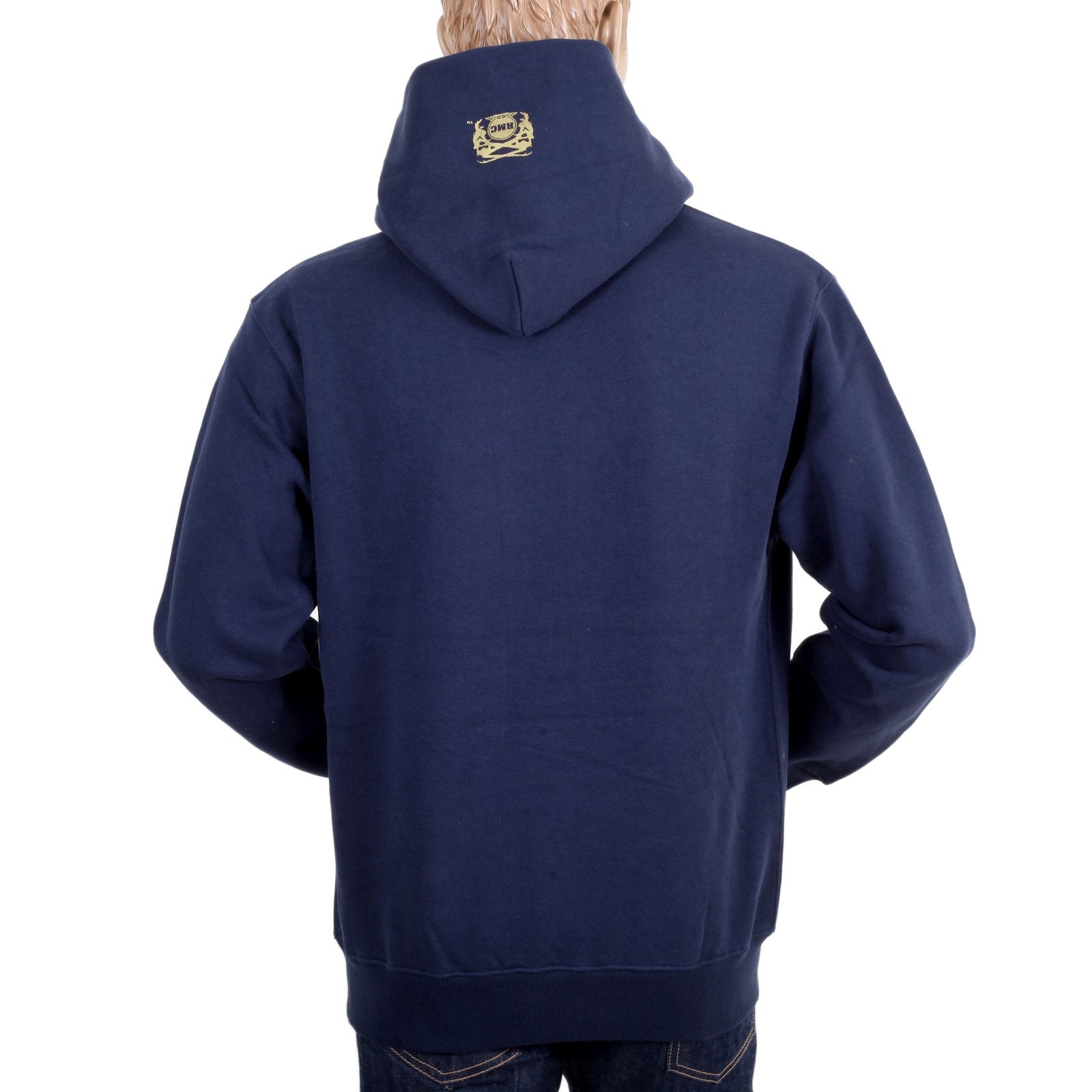 RMC MARTIN KSOHOH REGULAR FIT KANGAROO STYLE POCKET NAVY BLUE LONG SLEEVE HOODIE WITH SILVER LOGO PRINT REDM0713