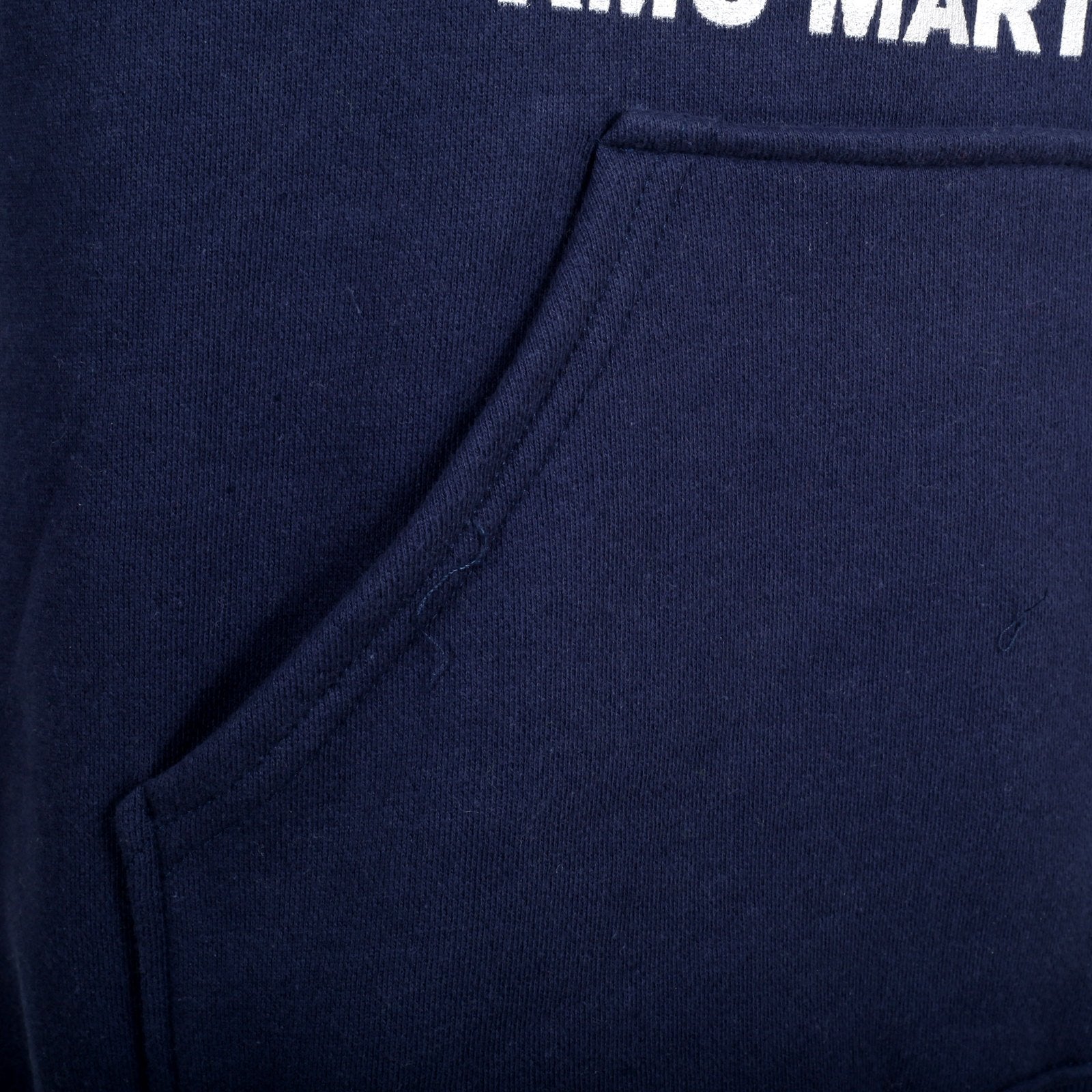 RMC MARTIN KSOHOH REGULAR FIT KANGAROO STYLE POCKET NAVY BLUE LONG SLEEVE HOODIE WITH SILVER LOGO PRINT REDM0713