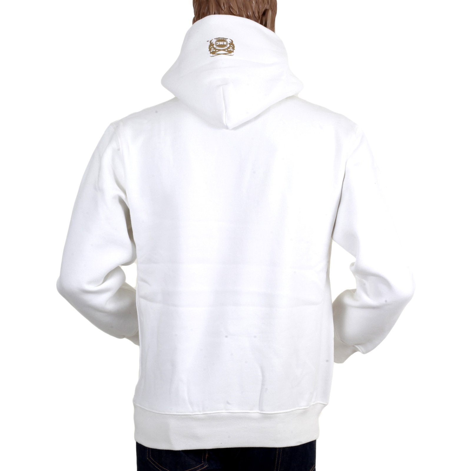 RMC JEANSREGULAR FIT RED PRINTED LOGO HOODIE IN IVORY WITH KANGAROO STYLE POCKET REDM0714
