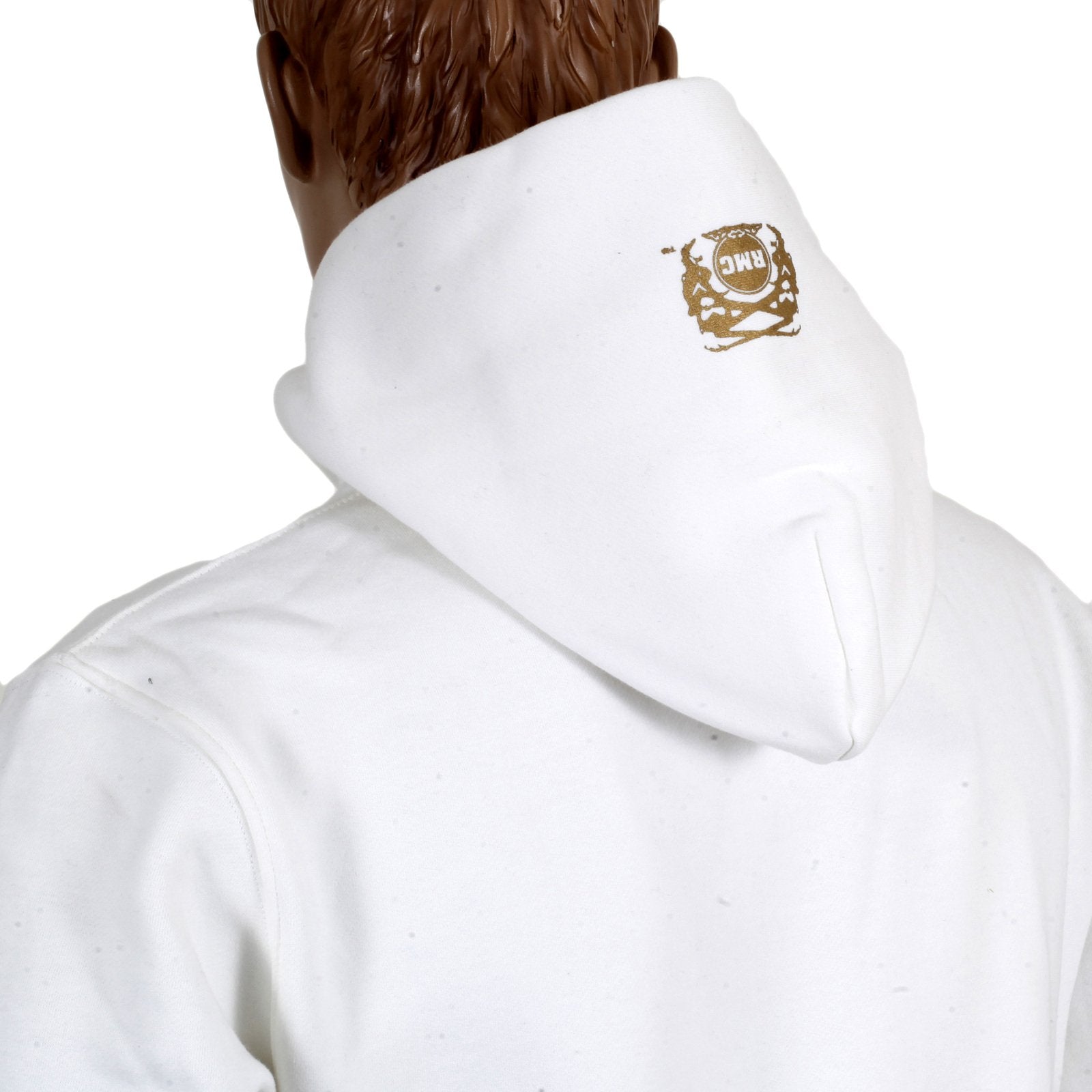 RMC JEANSREGULAR FIT RED PRINTED LOGO HOODIE IN IVORY WITH KANGAROO STYLE POCKET REDM0714