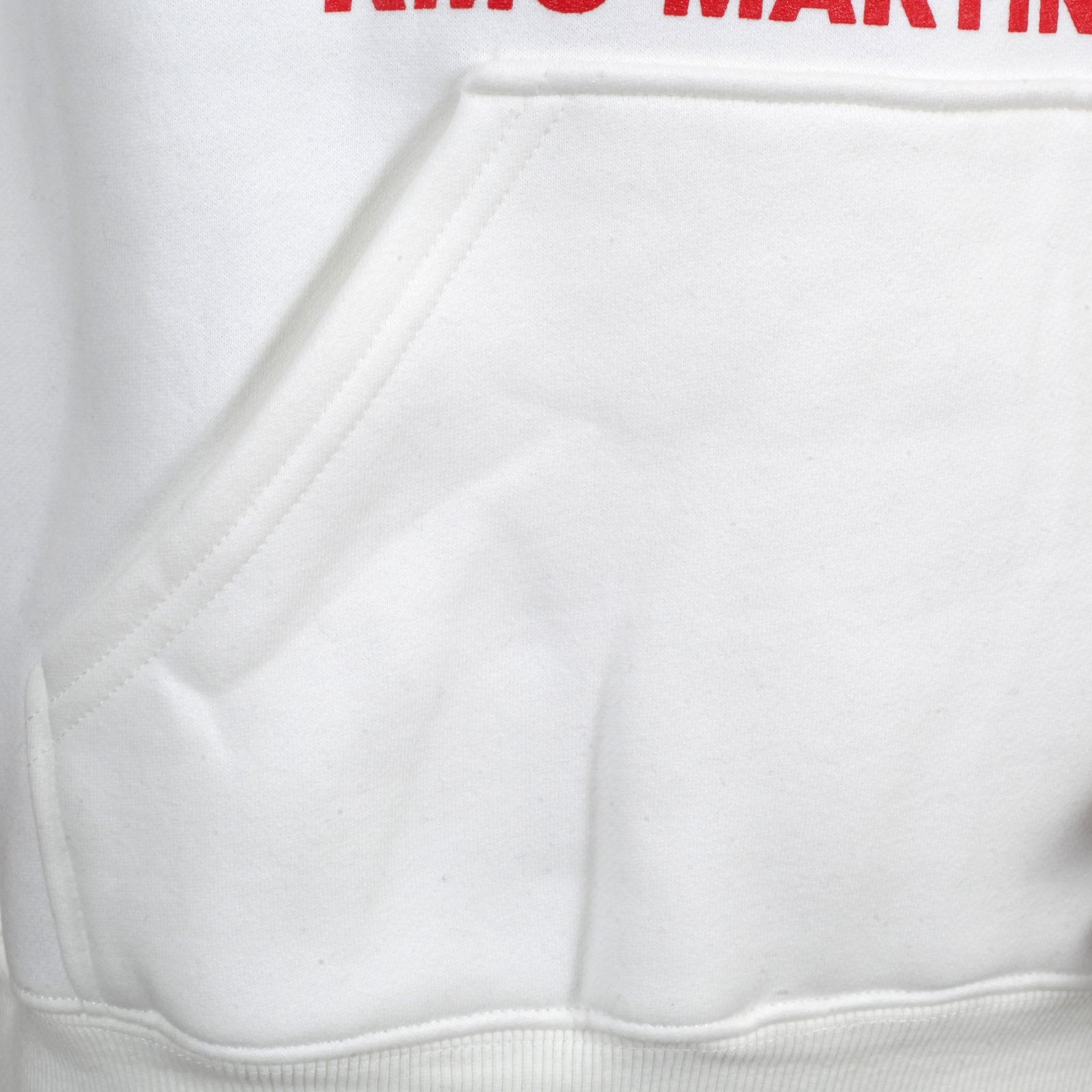 RMC JEANSREGULAR FIT RED PRINTED LOGO HOODIE IN IVORY WITH KANGAROO STYLE POCKET REDM0714