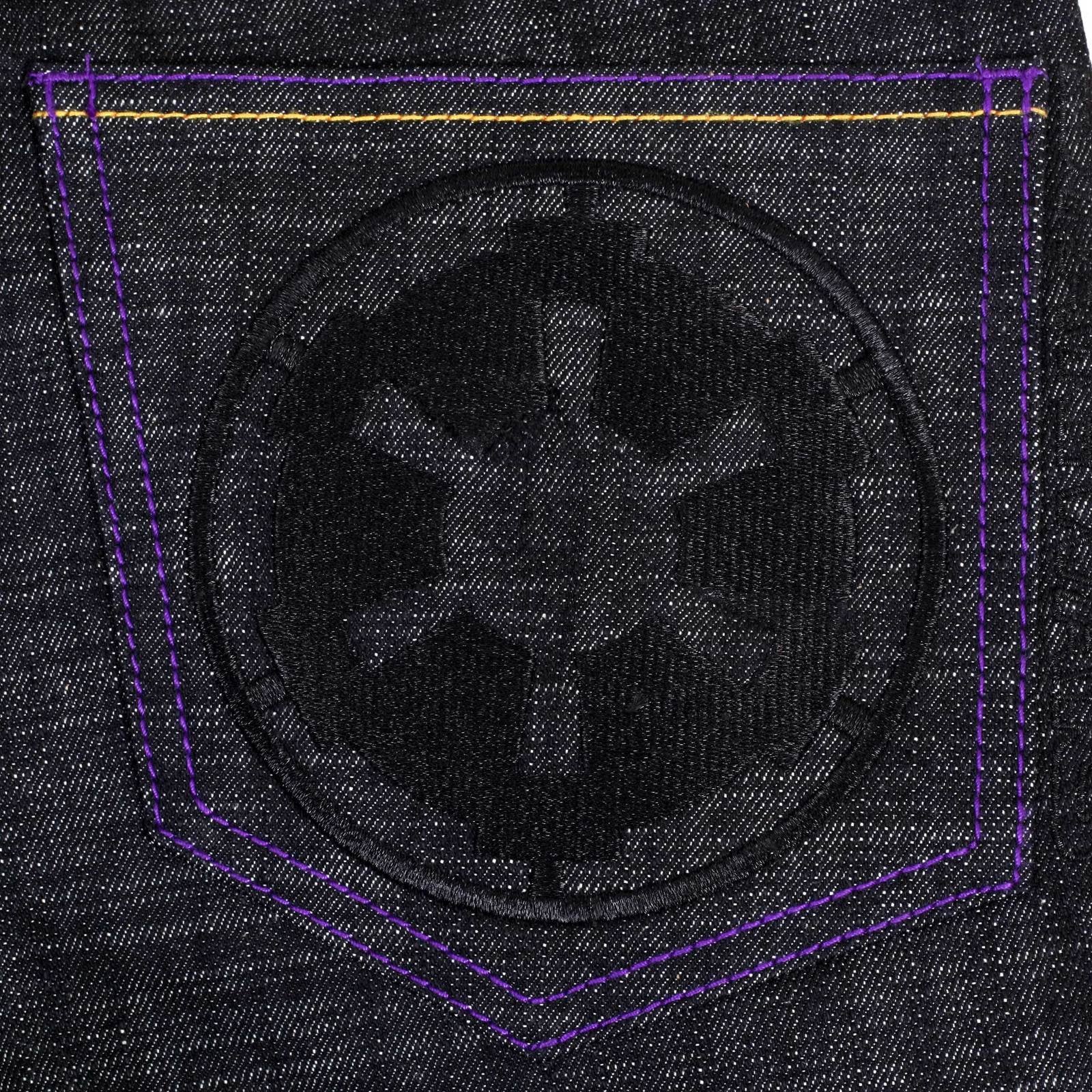 YOROPIKO EXCLUSIVE BLACK EMBROIDERED STAR WARS VINTAGE CUT MODEL 1002 RAW SELVEDGE DENIM JEANS YORO1226