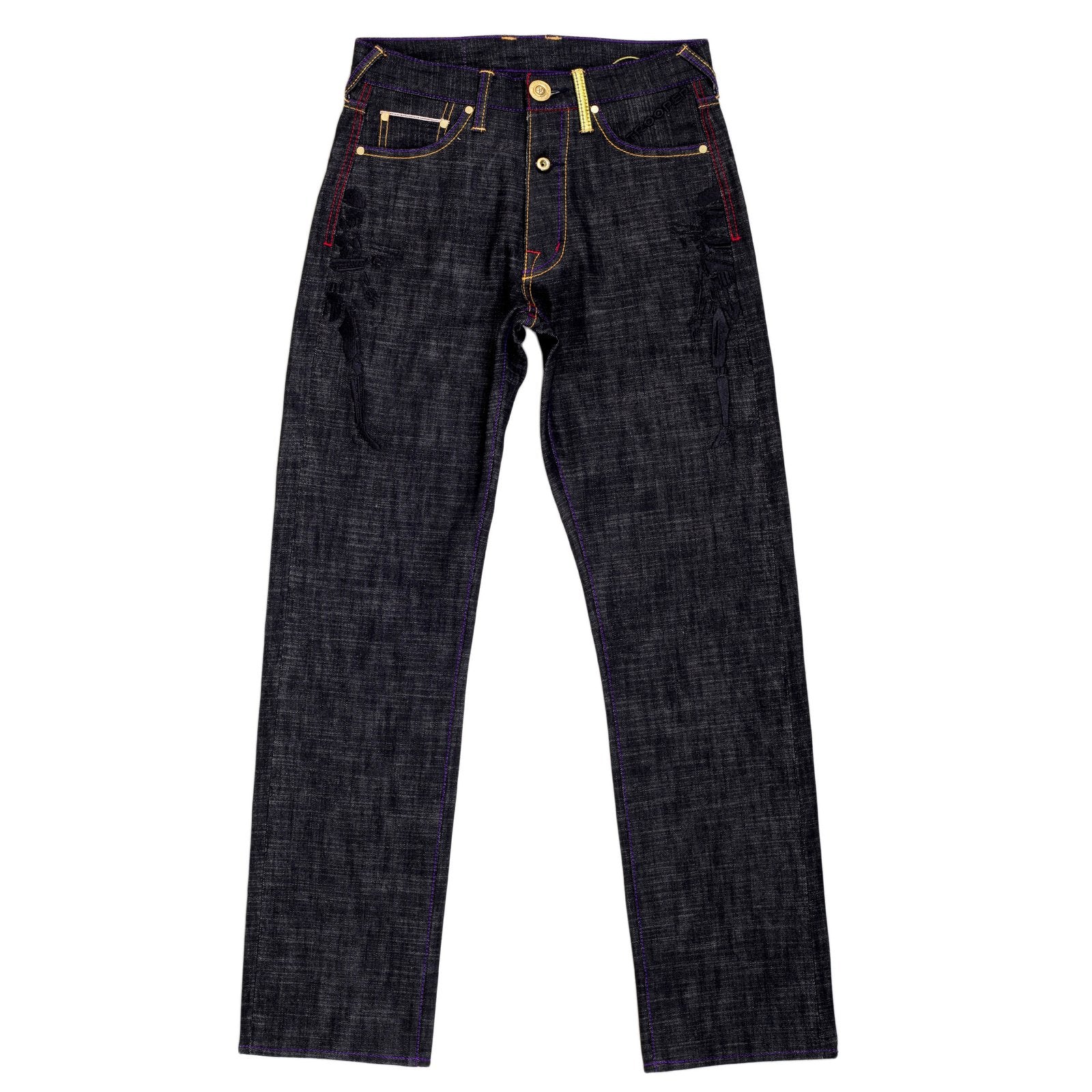 YOROPIKO EXCLUSIVE BLACK EMBROIDERED STAR WARS VINTAGE CUT MODEL 1002 RAW SELVEDGE DENIM JEANS YORO1226