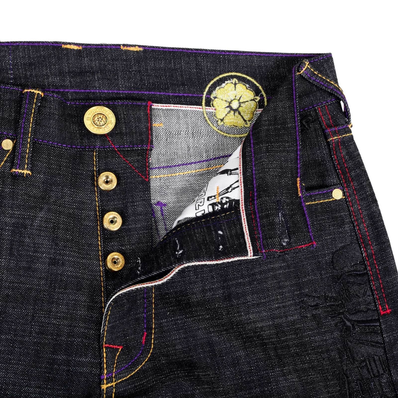 YOROPIKO EXCLUSIVE BLACK EMBROIDERED STAR WARS VINTAGE CUT MODEL 1002 RAW SELVEDGE DENIM JEANS YORO1226