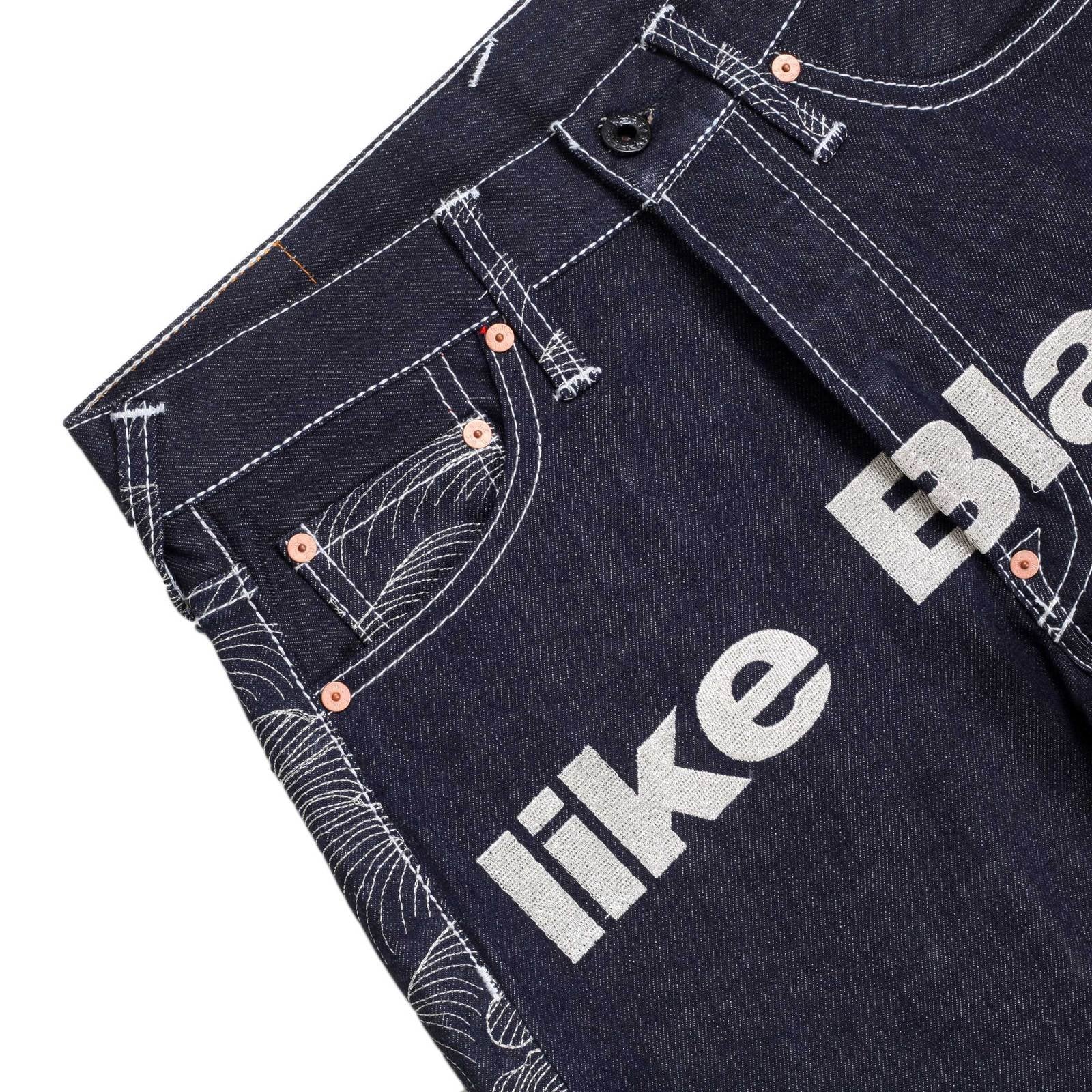 RMC JEANS AUTHENTIC VINTAGE INDIGO RAW SELVEDGE DENIM JEANS WITH SILVER 4A LIKE BLACK EMBROIDERY REDM2904