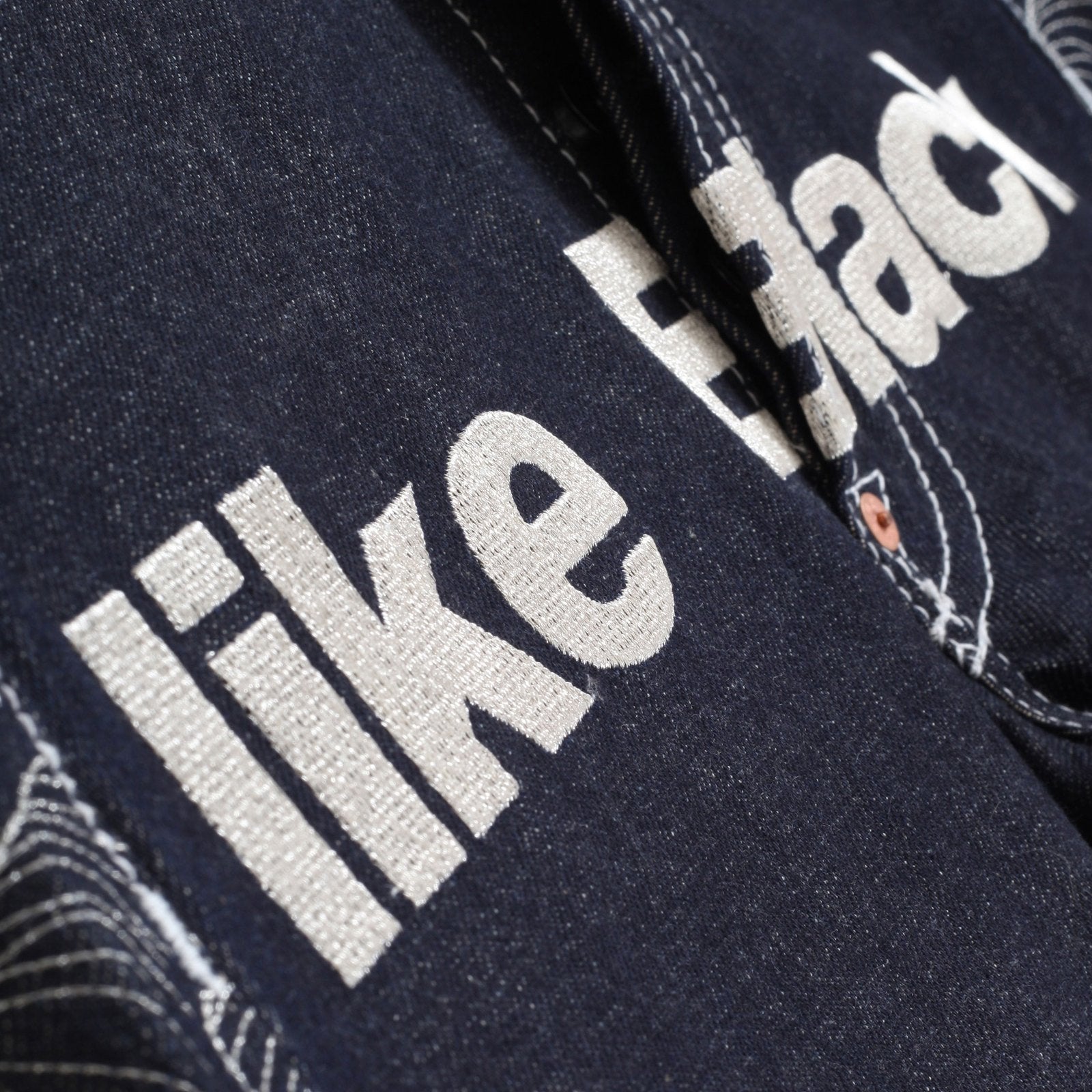RMC JEANS AUTHENTIC VINTAGE INDIGO RAW SELVEDGE DENIM JEANS WITH SILVER 4A LIKE BLACK EMBROIDERY REDM2904
