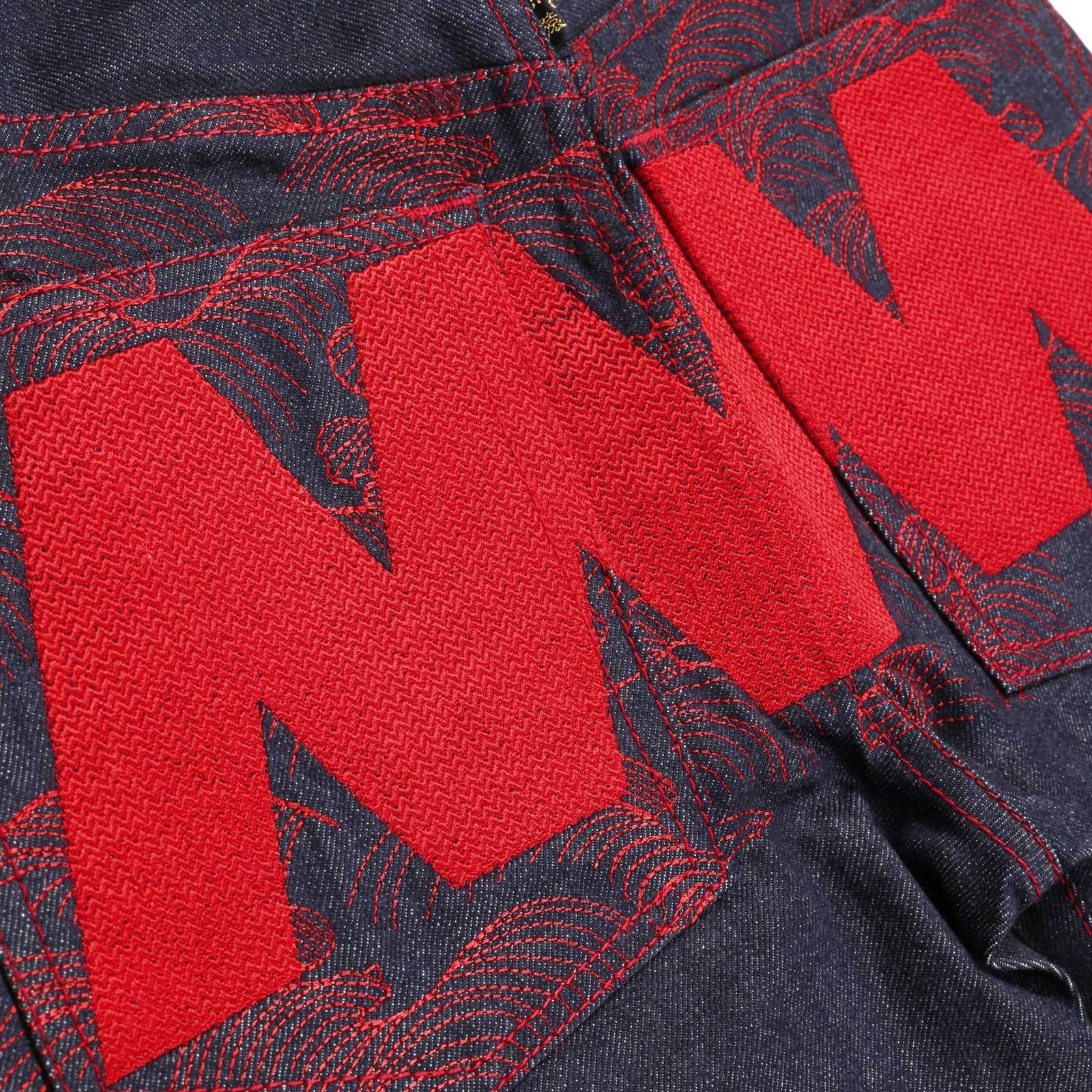 RMC MARTIN KSOHOH GENUINE VINTAGE INDIGO RAW SELVEDGE DENIM JEANS WITH RED 4A LIKE BLACK EMBROIDERY REDM2905