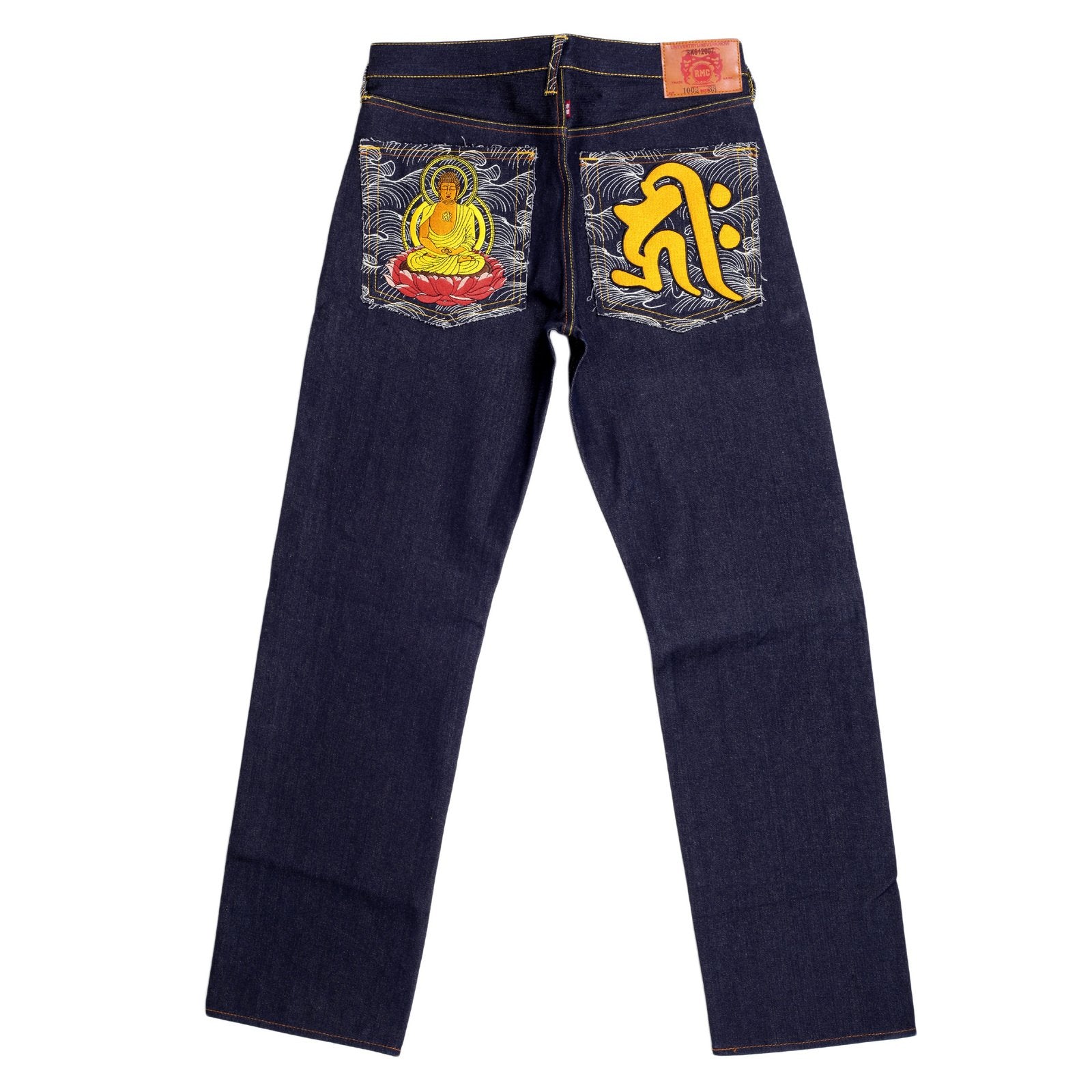 RMC RAW SELVEDGE JEANS WITH EXCLUSIVE AMIDA NYORAI YEAR OF THE DOG EMBROIDERY REDM3090