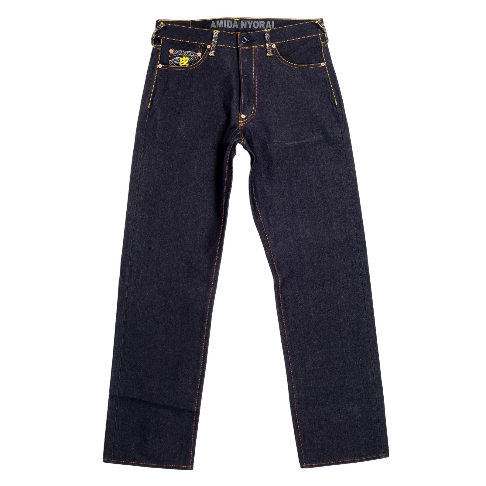 RMC RAW SELVEDGE JEANS WITH EXCLUSIVE AMIDA NYORAI YEAR OF THE DOG EMBROIDERY REDM3090